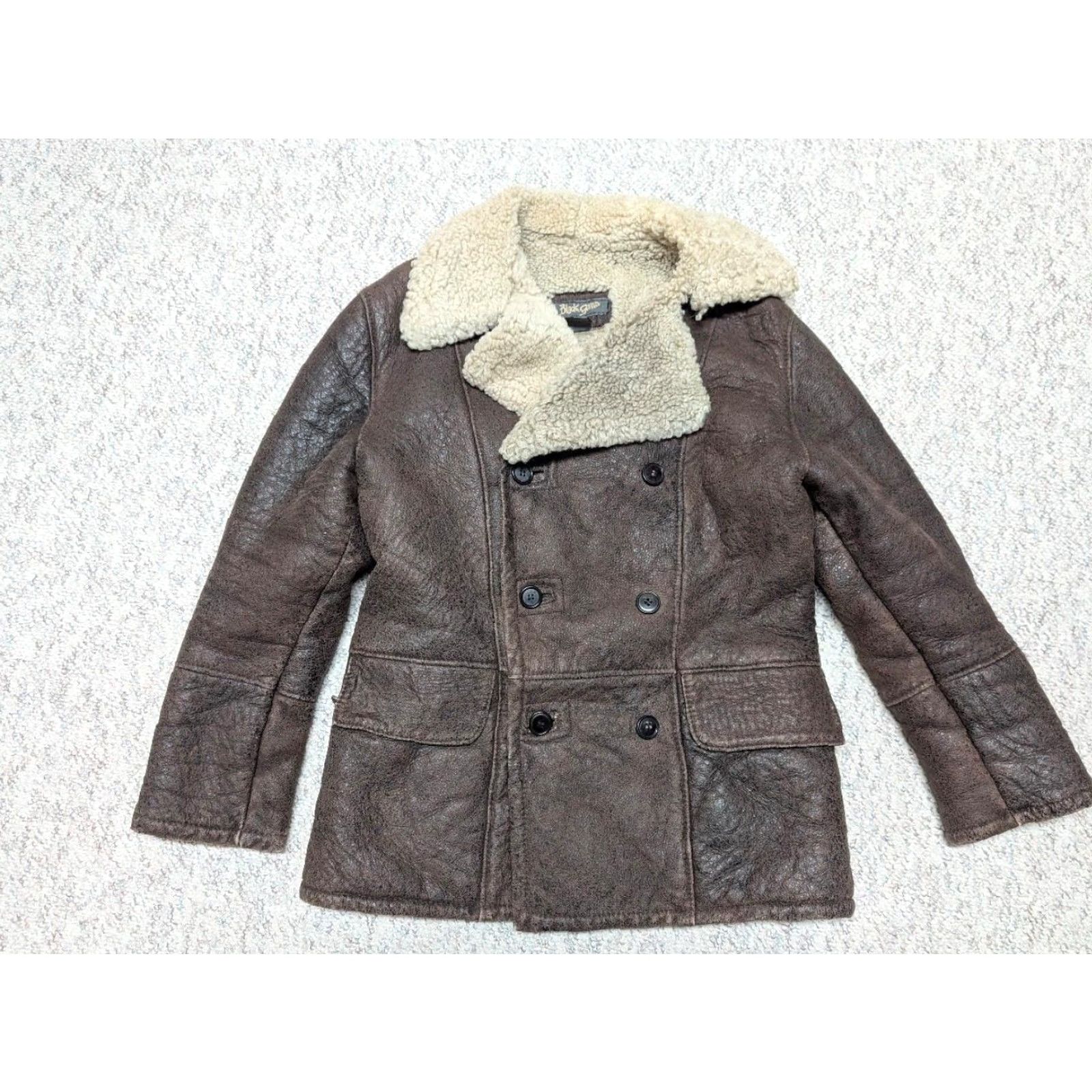 Doublet VINTAGE Black Gama SHEEPSKIN Leather Coat SHERPA PILE lined Patina coat S Brown Men Regular XS Coat Size US S / EU 44-46 / 1 - 2 Thumbnail
