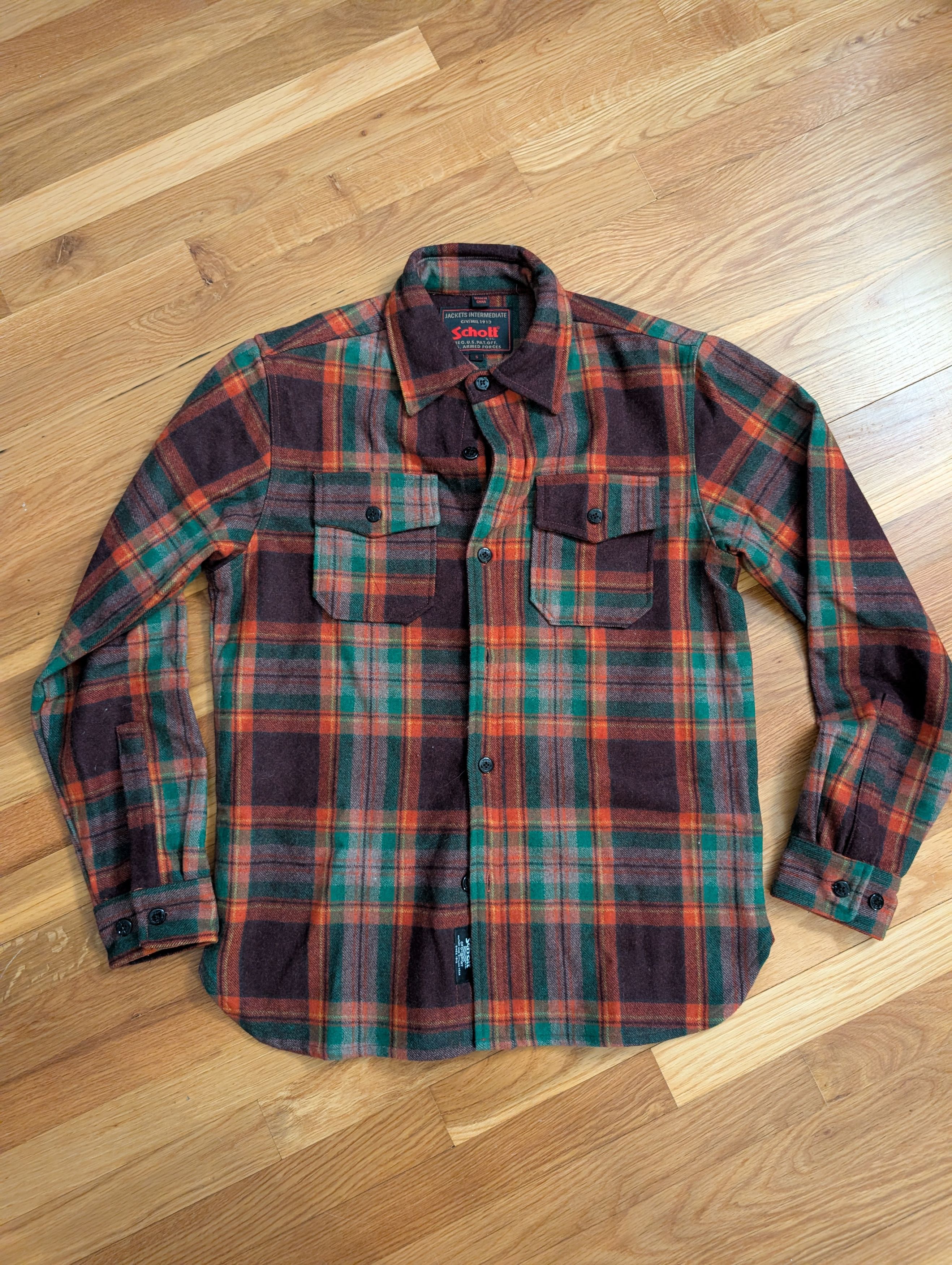 Schott Schott Men's Plaid Overshirt Size US S / EU 44-46 / 1 - 1 Thumbnail