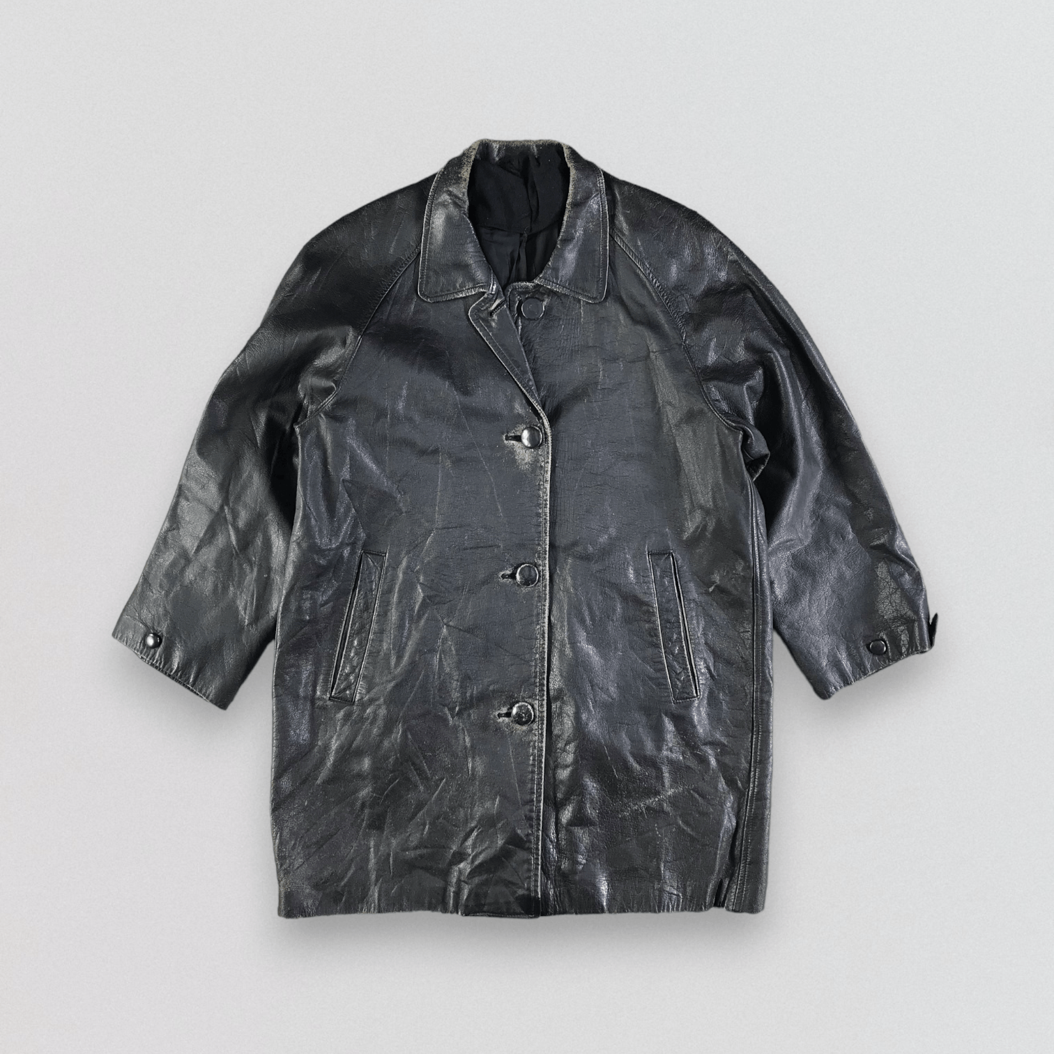Vintage Vintage Black Leather Jacket Coat Size US S / EU 44-46 / 1 - 1 Thumbnail