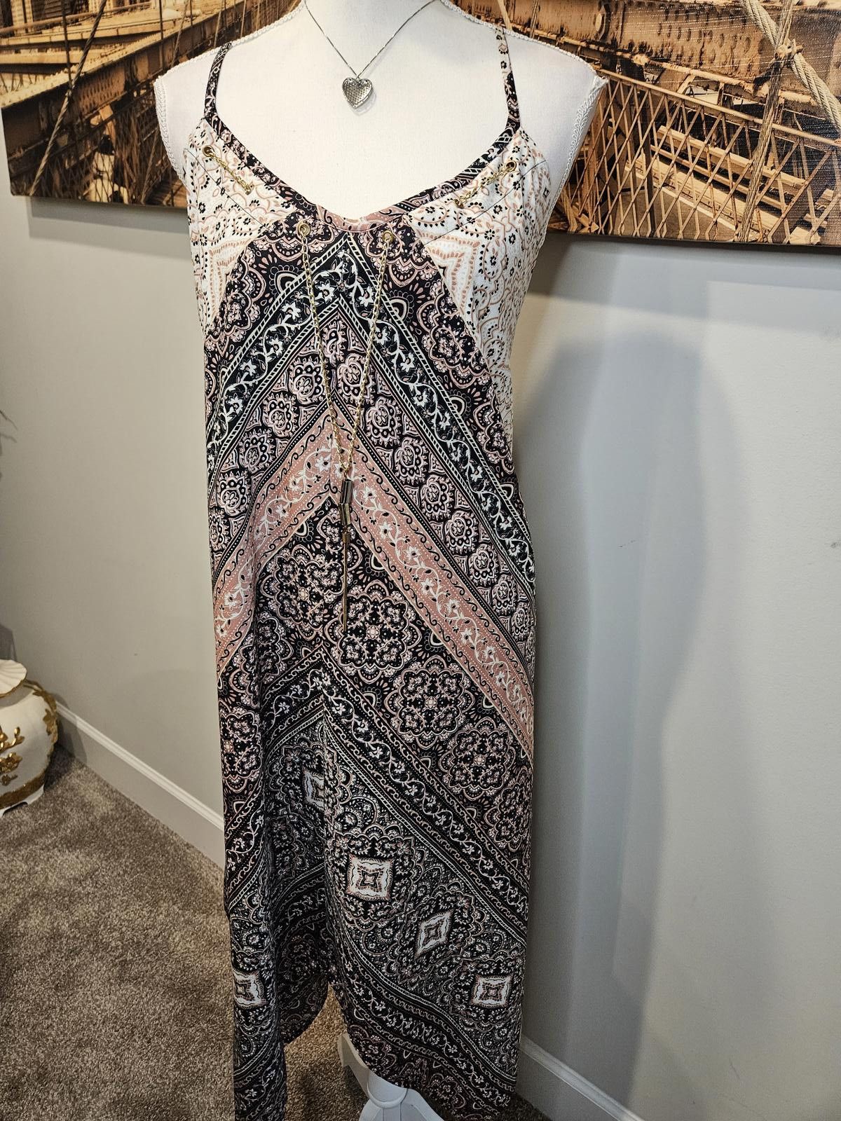 Designer Speed Control Bohemian Midi Dress with Chain #208 Size XXL / US 16-18 / IT 52-54 - 1 Thumbnail