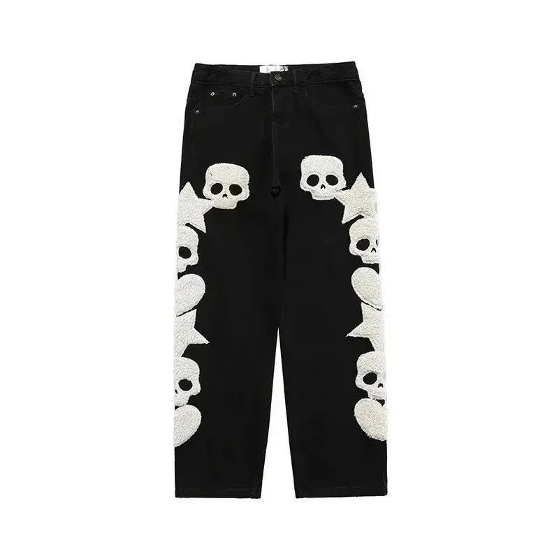Japanese Brand Skull Streetwear Denim Jeans Hip Hop Retro Skeleton Size US 32 / EU 48 - 4 Thumbnail