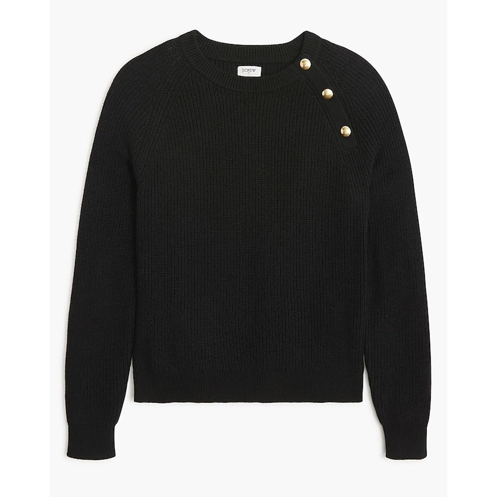 J.Crew J.CREW FACTORY Button Raglan Crewneck Sweater ~ Black ~ M Size M / US 6-8 / IT 42-44 - 1 Thumbnail
