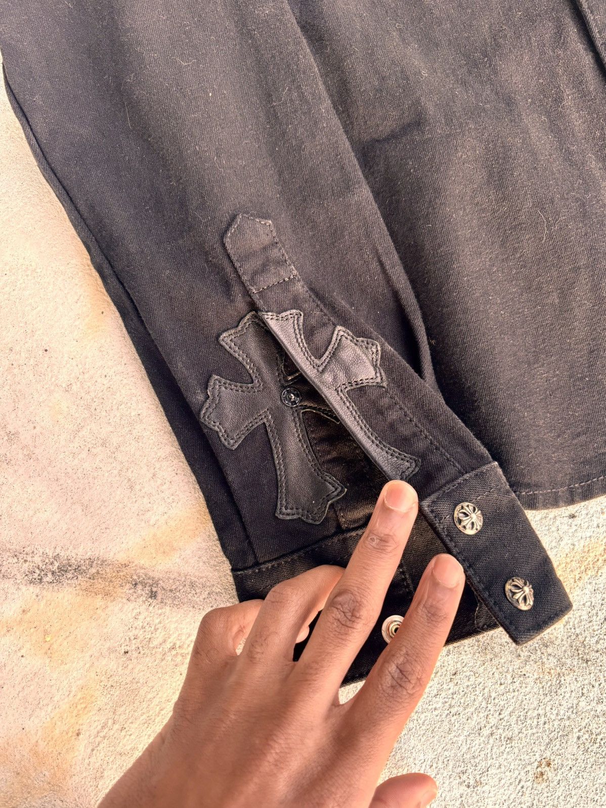 Chrome Hearts Chrome Hearts Leather Cross Patch Denim Western Shirt Size US M / EU 48-50 / 2 - 4 Thumbnail