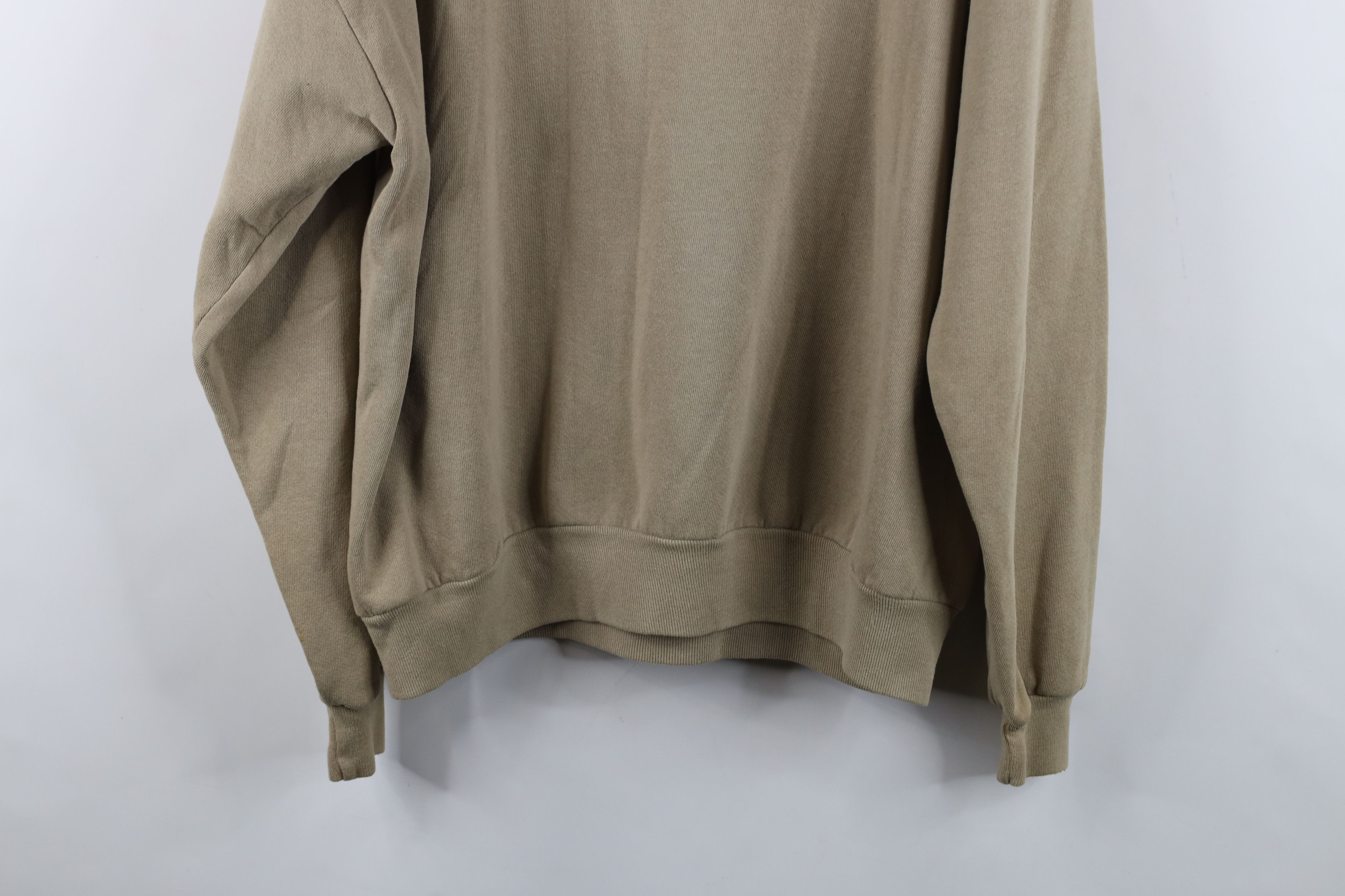 Vintage Vintage 90s Streetwear Blank Crewneck Sweatshirt Khaki Beige Size US XL / EU 56 / 4 - 15 Thumbnail
