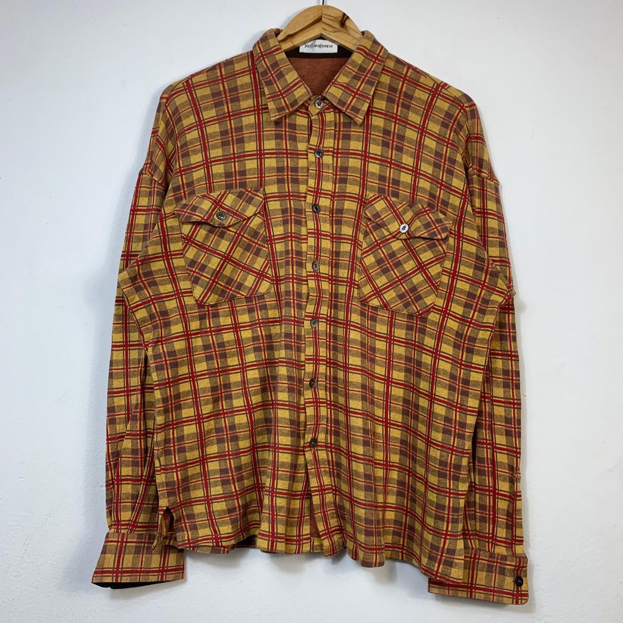 VTG YSL Yves Saint Laurent Check Flannel Shirt Long Sleeve