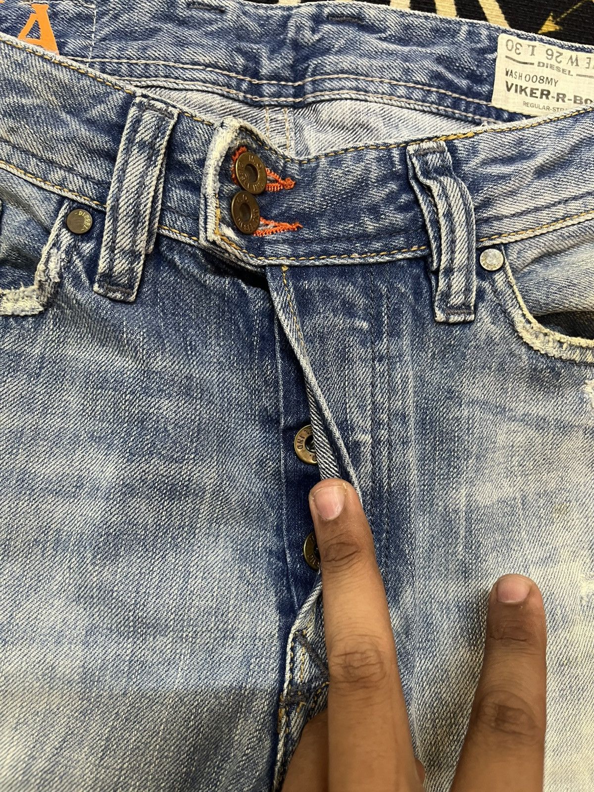 Beauty Beast × Diesel × Diesel Black Gold Vintage Diesel Viker-R-Box Faded Distressed Denim Size US 29 - 12 Thumbnail