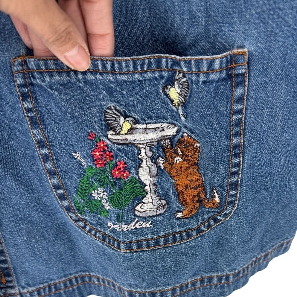 Other vintage Blair denim jacket embroidered cat garden designs Size L / US 10 / IT 46 - 4 Thumbnail
