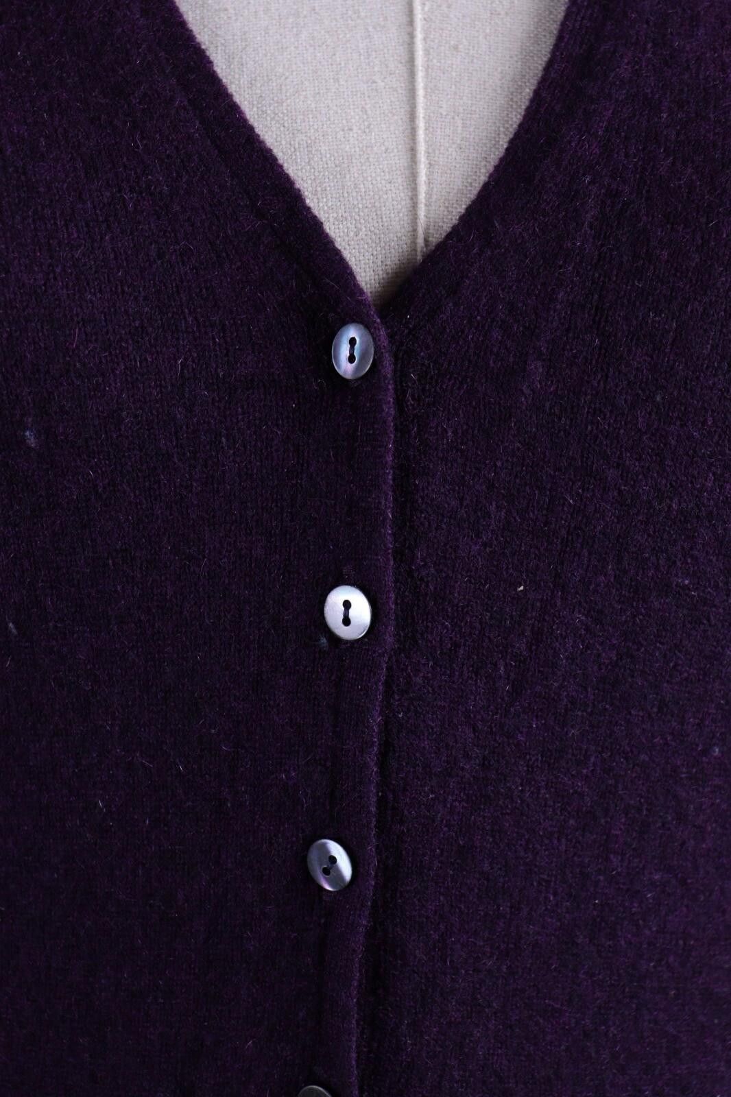 TIGRE BROCANTE Brora Purple Wool Knit Vest Cardigan Sweater Size S Size S / US 4 / IT 40 - 5 Thumbnail