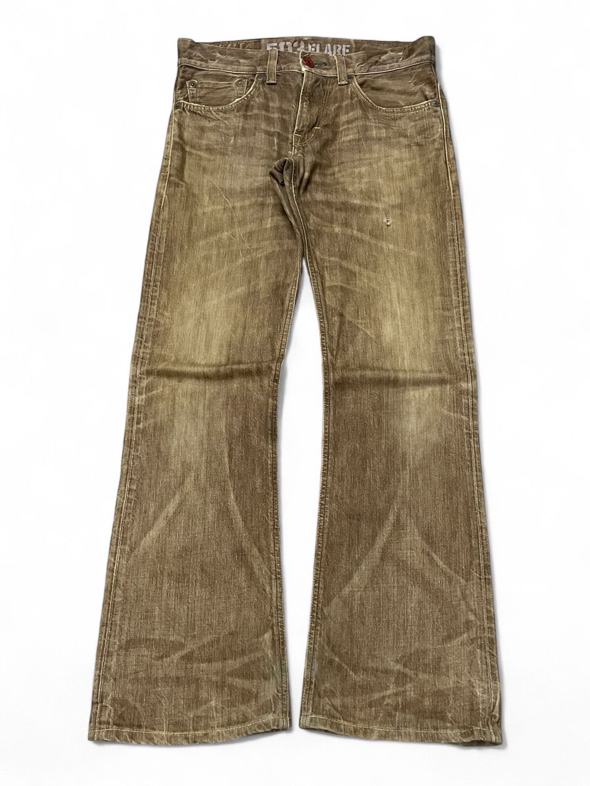Edwin × Japanese Brand × Vintage Edwin 503 Flare Faded Brown Whiskers Jeans Size US 32 / EU 48 - 1 Thumbnail