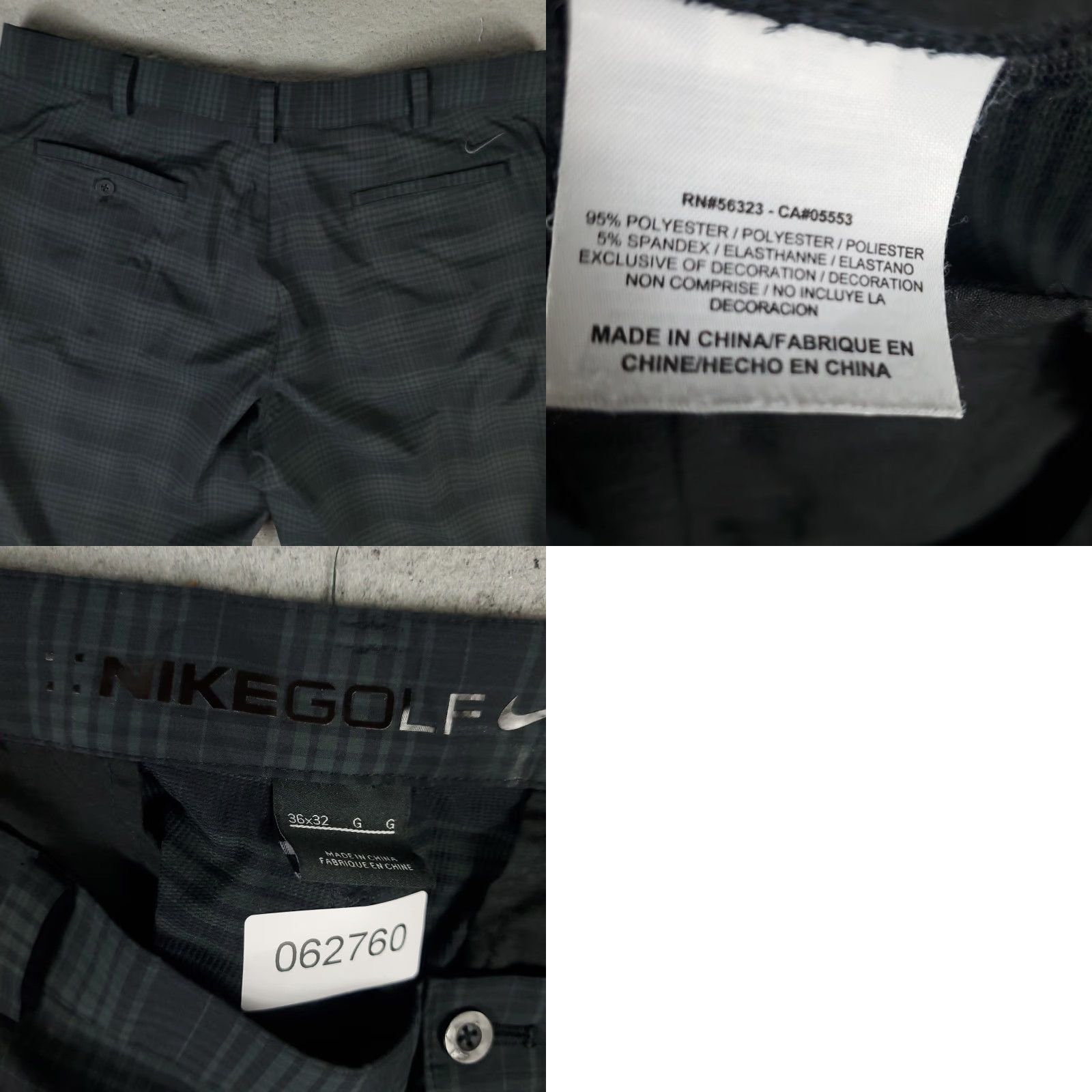 Nike Nike Pants Mens 36x29 Gray Plaid Swoosh Dri Fit Golf Flat Front Chino Trousers Size US 36 / EU 52 - 8 Thumbnail
