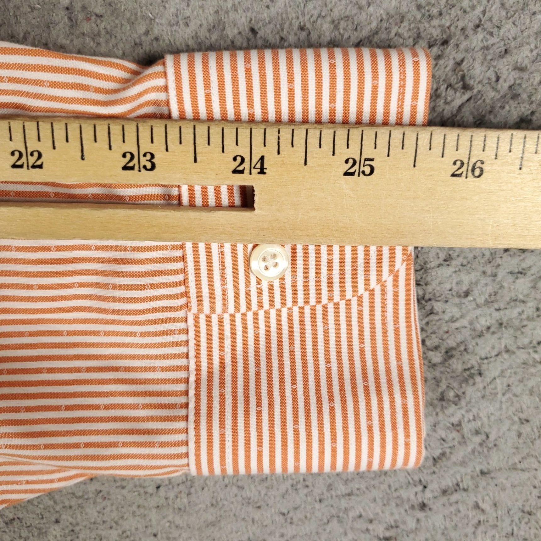 Brooks Brothers Brooks Brothers Shirt Mens 16 Orange Striped Regent Dress Button Up Long Sleeve Shirt Size 42R - 6 Thumbnail