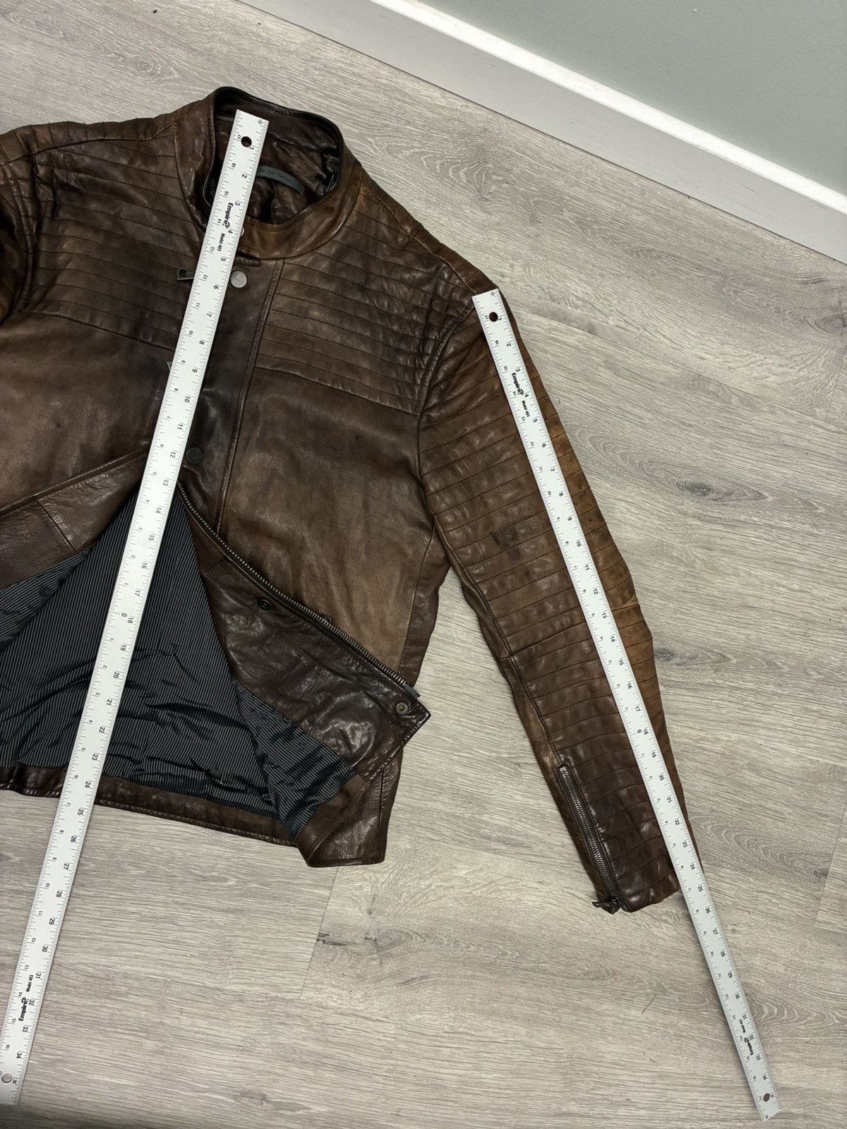 John Varvatos Distressed Biker Moto Leather Jacket Size EU 48 USA 38 Size US M / EU 48-50 / 2 - 11 Thumbnail