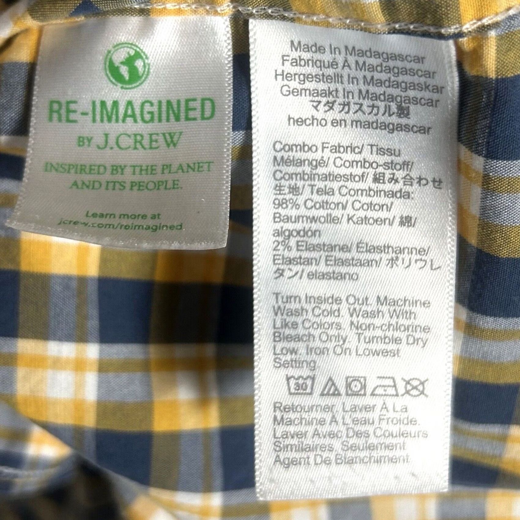 J.Crew J.CREW Button-Up Shirt Slim Flex Washed Yellow Plaid Long Sleeve Size L Mens Small business casual formal workwear shirt Size US L / EU 52-54 / 3 - 4 Thumbnail