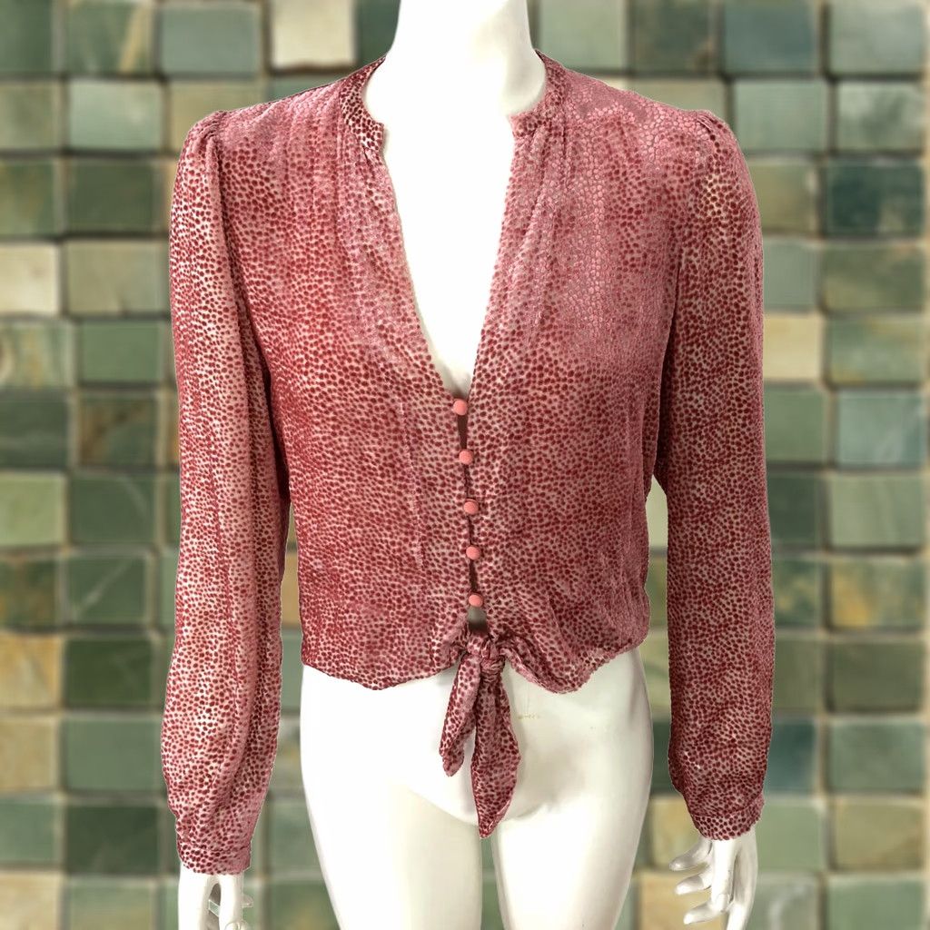 Vintage Intermix Blouse Silk Blend Peasant Button Top Pink S Small Women Long Sleeve V-Neck Casual Size S / US 4 / IT 40 - 1 Thumbnail