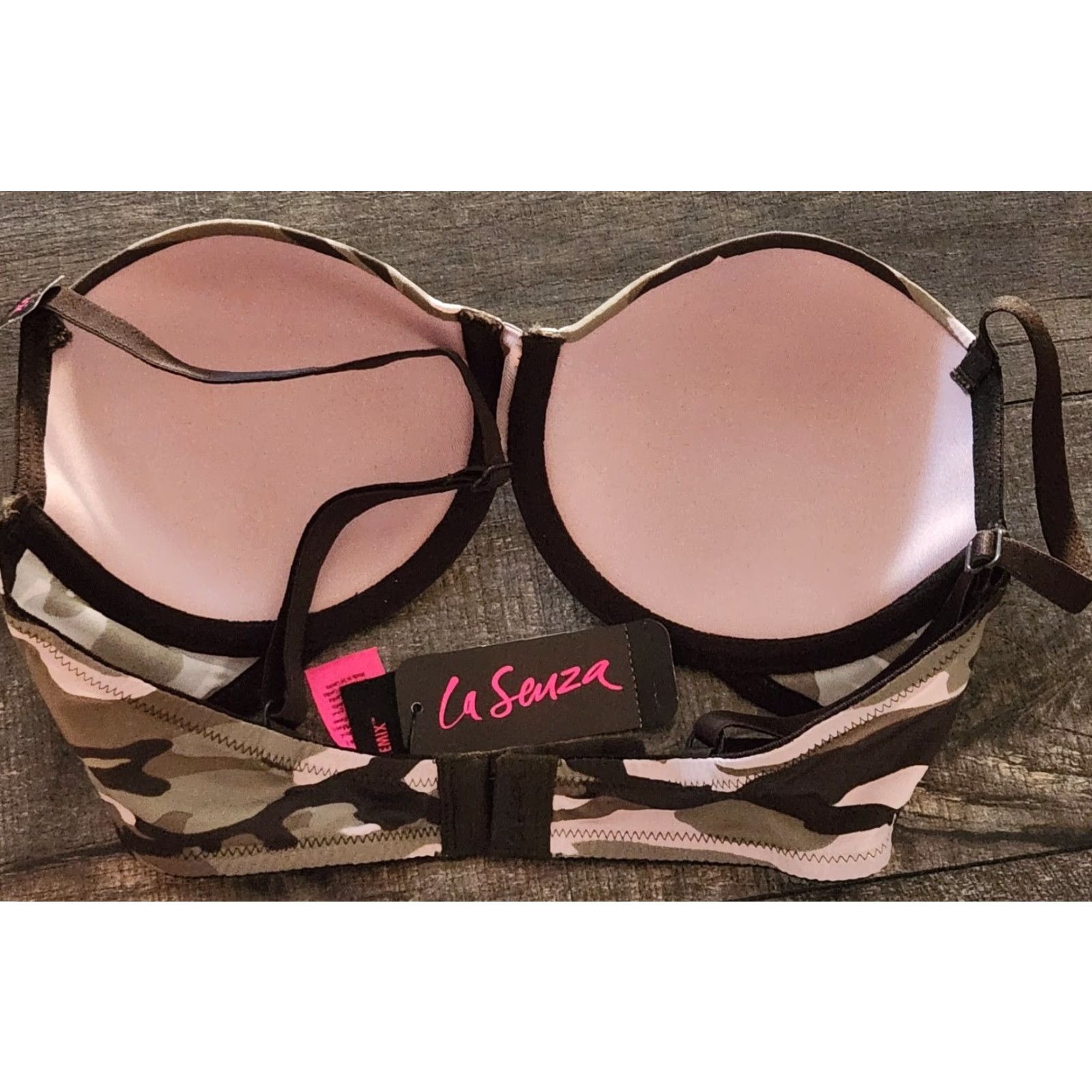 Vintage La Senza BrA Push Up Bra 32C Black Camouflage VS Underwired Padded Hook & Eye New with Tags Womens 36C Discontinued Size ONE SIZE - 2 Thumbnail