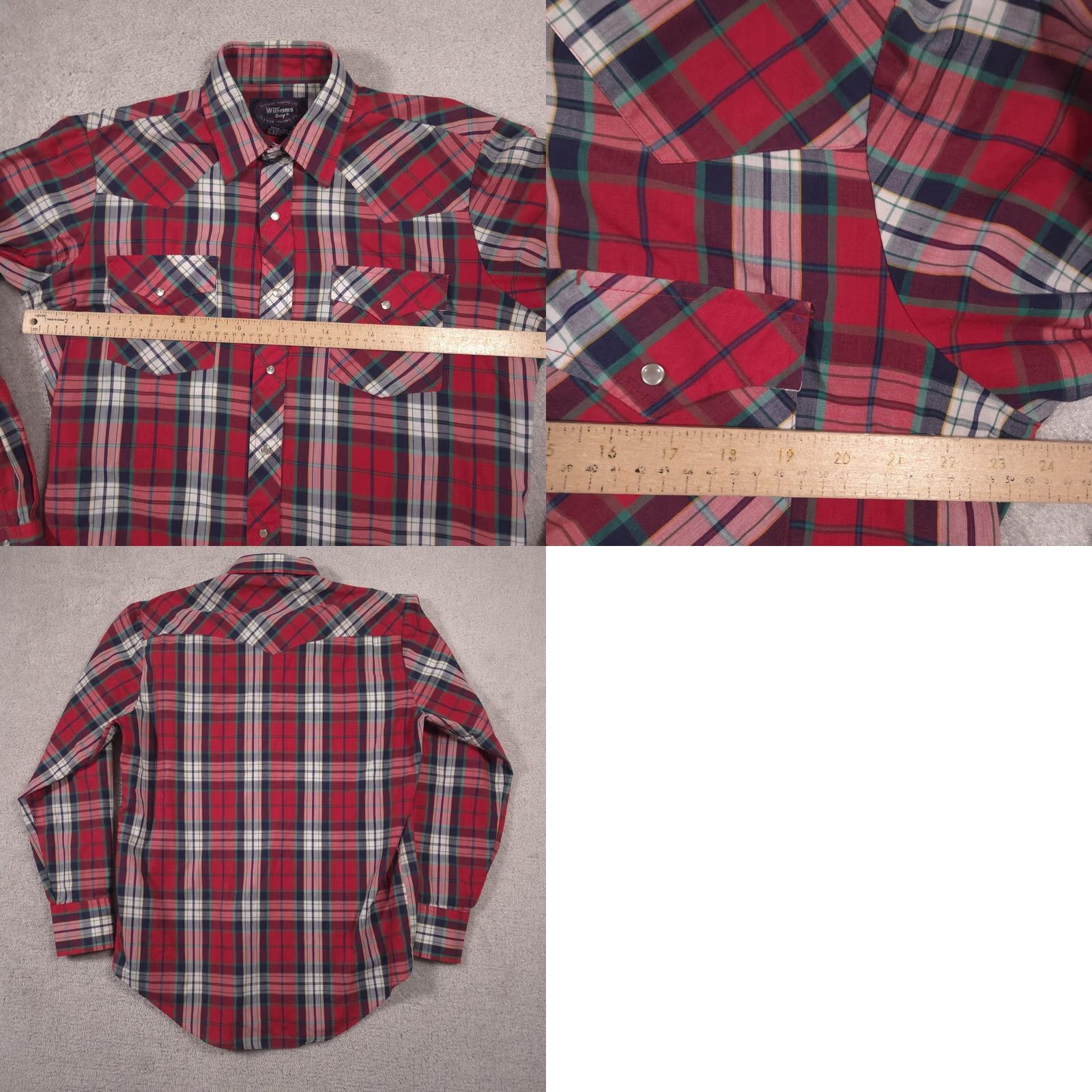 Vintage VINTAGE Williams Bay Shirt Mens Large Red Western Pearl Snap Long Sleeve Cowboy Size US L / EU 52-54 / 3 - 8 Thumbnail