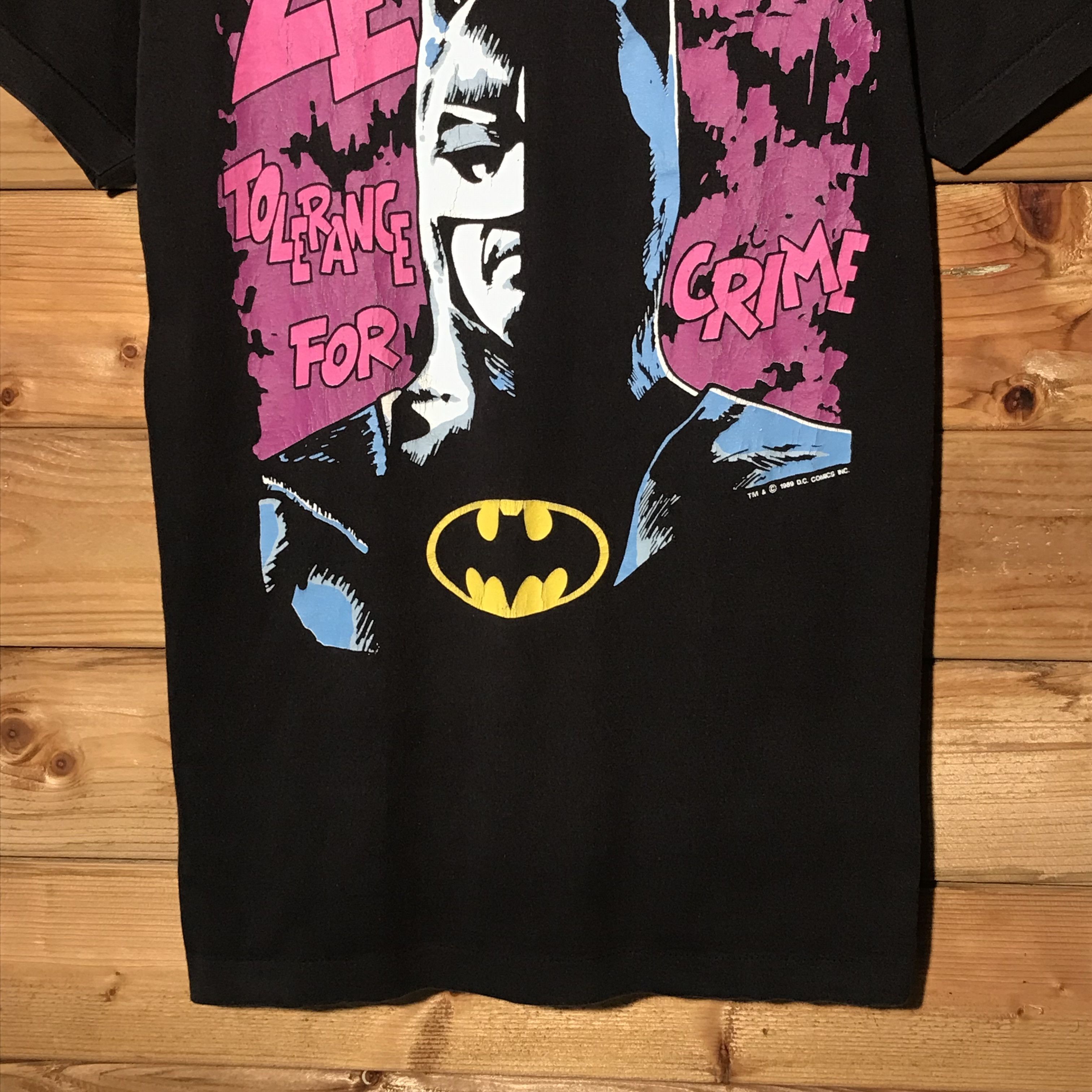 DC Comics × Vintage 1989 Batman Zero Tolerance For Crime t shirt Size US L / EU 52-54 / 3 - 4 Thumbnail
