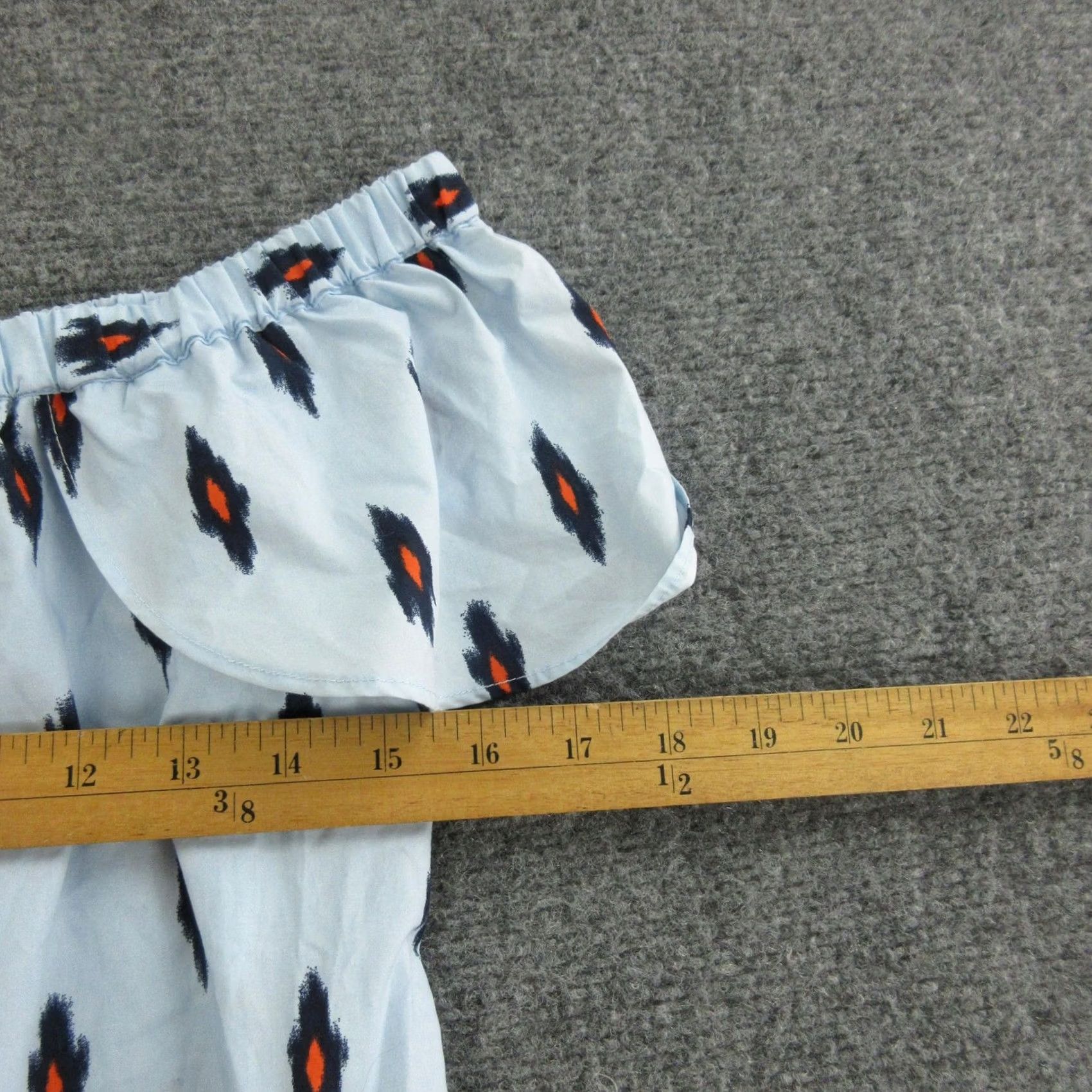 J.Crew J.CREW Dress Womens Small Blue Geometric Cotton Off Shoulder Sundress Boho Casual Knee Length Sleeveless? Size S / US 4 / IT 40 - 3 Thumbnail