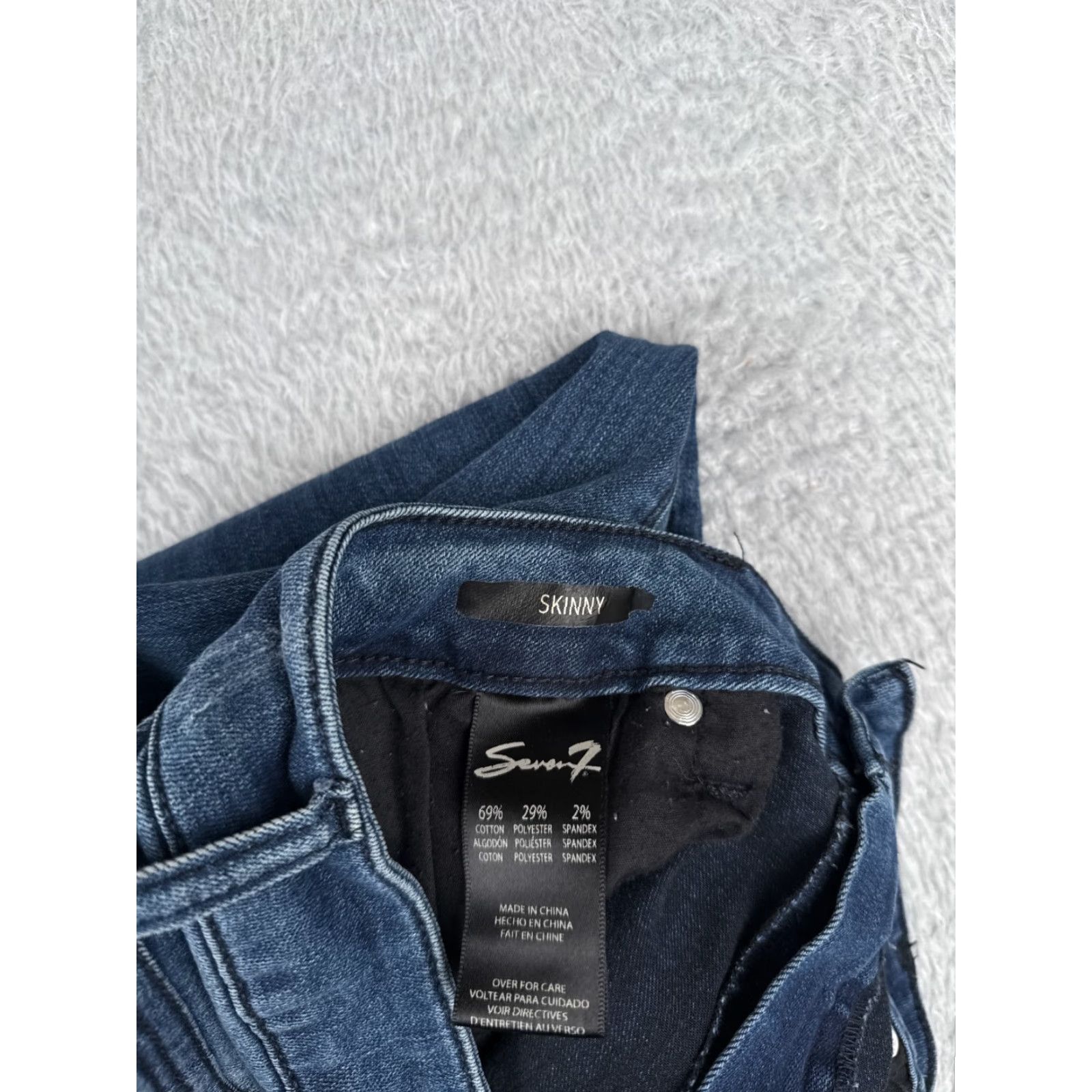 Vintage Seven7 Jeans Women Skinny Jeans 34x28 Blue Denim Distressed Mid Rise 16 5-Pocket Logo Embroidered Cotton Regular Adult Womens Size 38" / US 16 / IT 52 - 7 Thumbnail