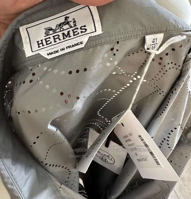 Hermes Hermes size 41 Long Sleeve Shirt, Pewter Grey, Mother-of-Pe Size US XS / EU 42 / 0 - 5 Thumbnail
