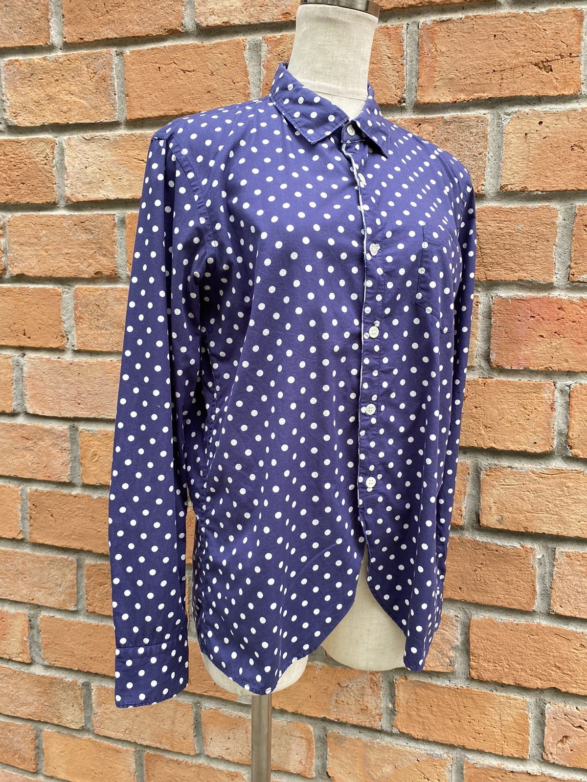 Frapbois FRAPBOIS Blue Long-Sleeve Shirt with White Polka Dots Size XS / US 0-2 / IT 36-38 - 13 Thumbnail