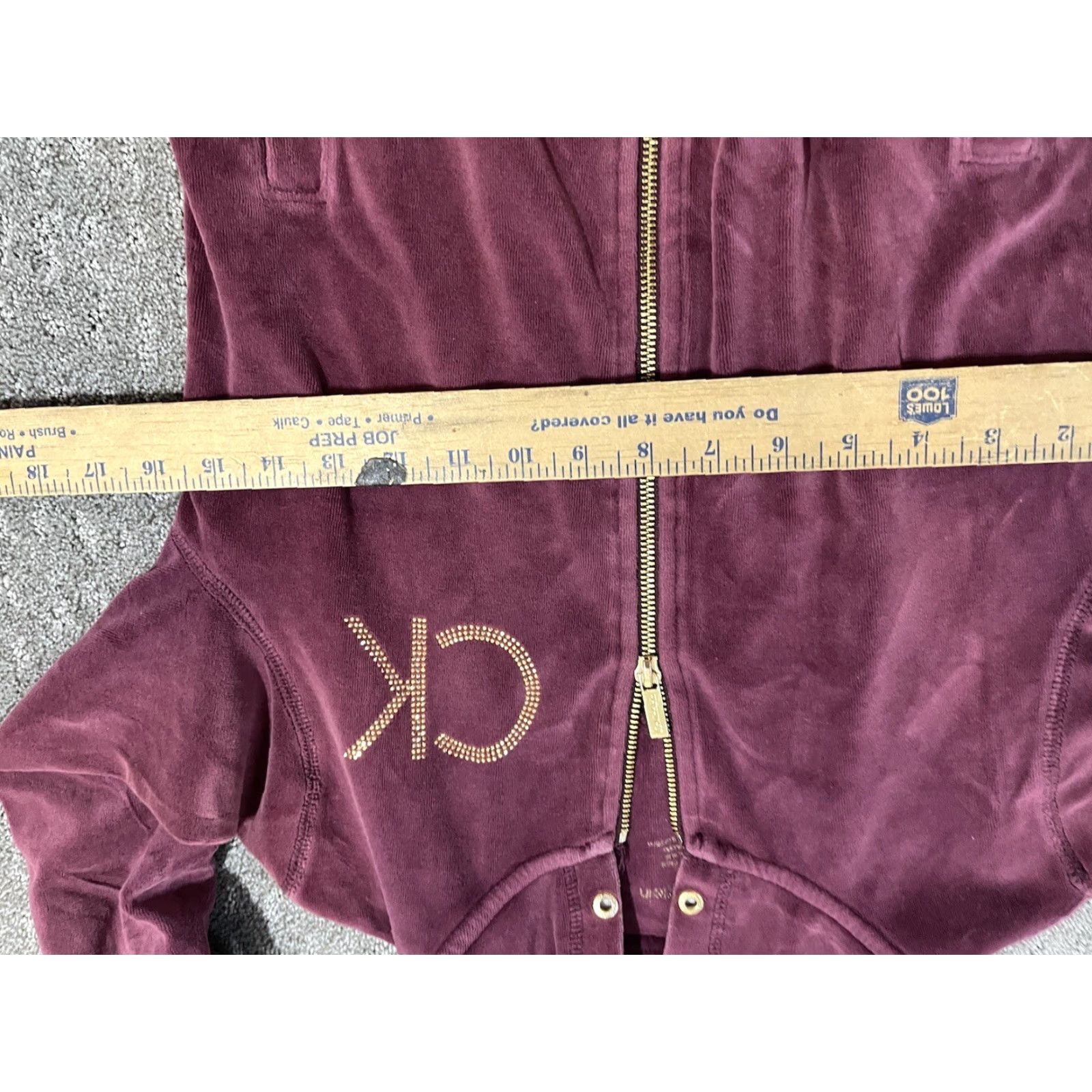 Calvin Klein VINTAGE Calvin Klein Hoodie Full Zip Velour Logo Women Small Burgundy Activewear Size S / US 4 / IT 40 - 4 Thumbnail