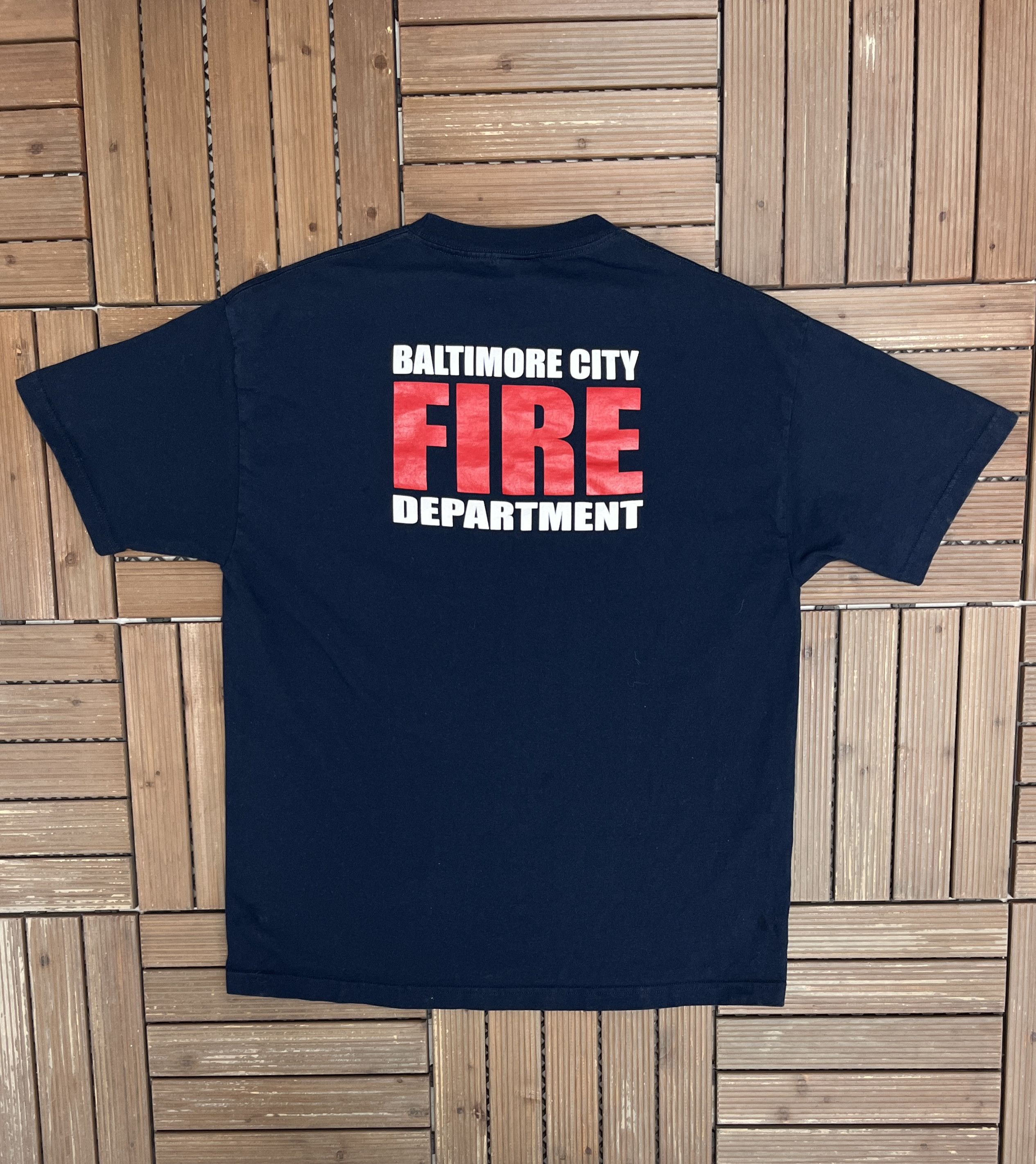 Vintage Baltimore City Fire Department Ladder 49 Vintage Blue Tee Size US XL / EU 56 / 4 - 4 Thumbnail