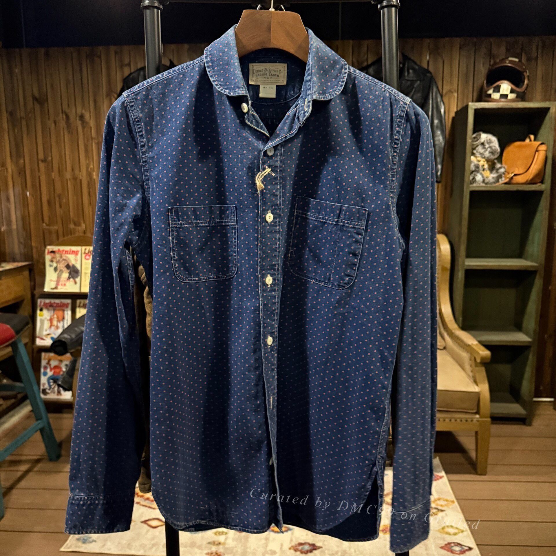 RRL Ralph Lauren RRL Double RL Indigo Polka Dot Work Shirt Size US XS / EU 42 / 0 - 1 Thumbnail