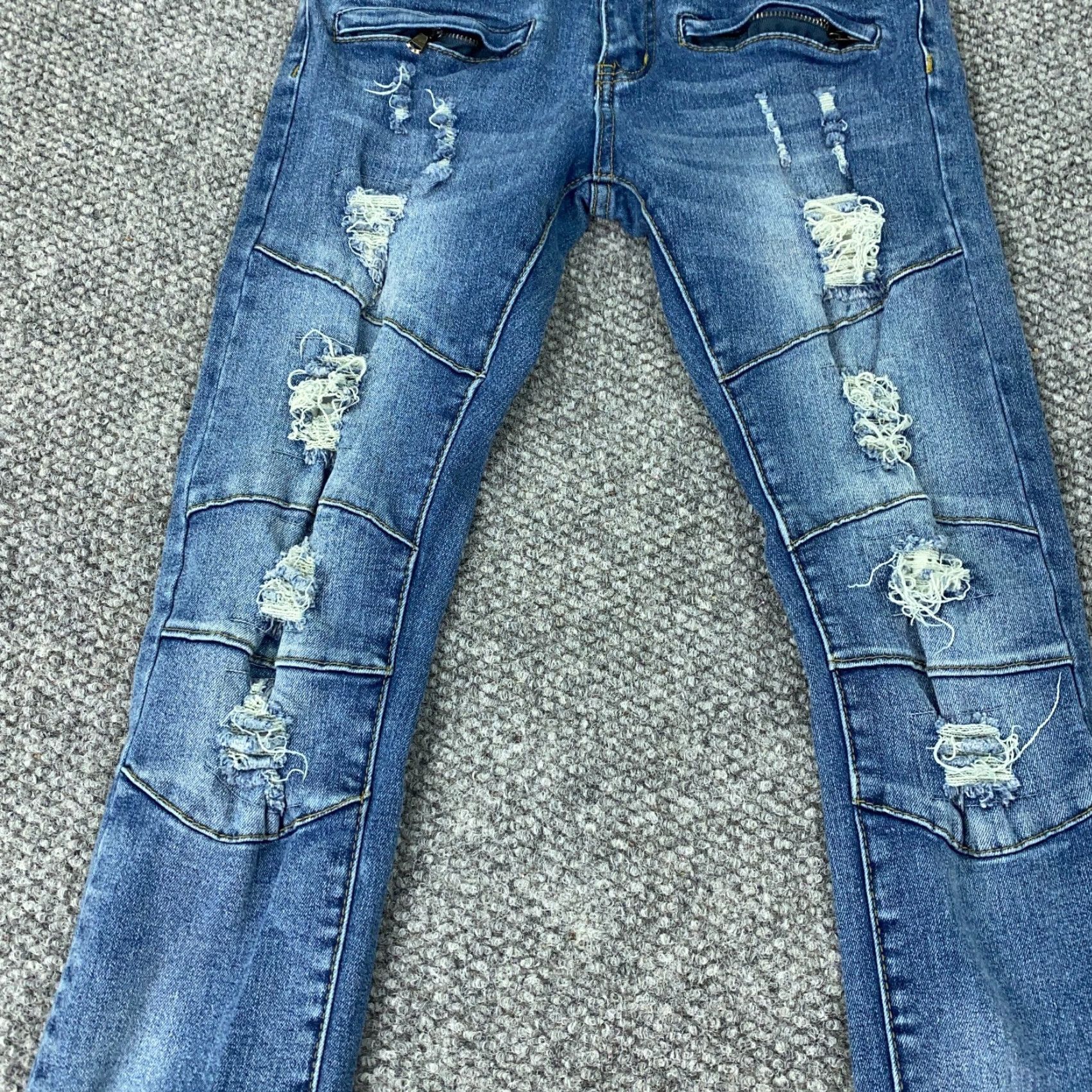 Levi's Levi's Waimea Skinny Fit Jeans Mens 28x30 Blue Straight Leg Distressed Grunge Size US 27 - 3 Thumbnail