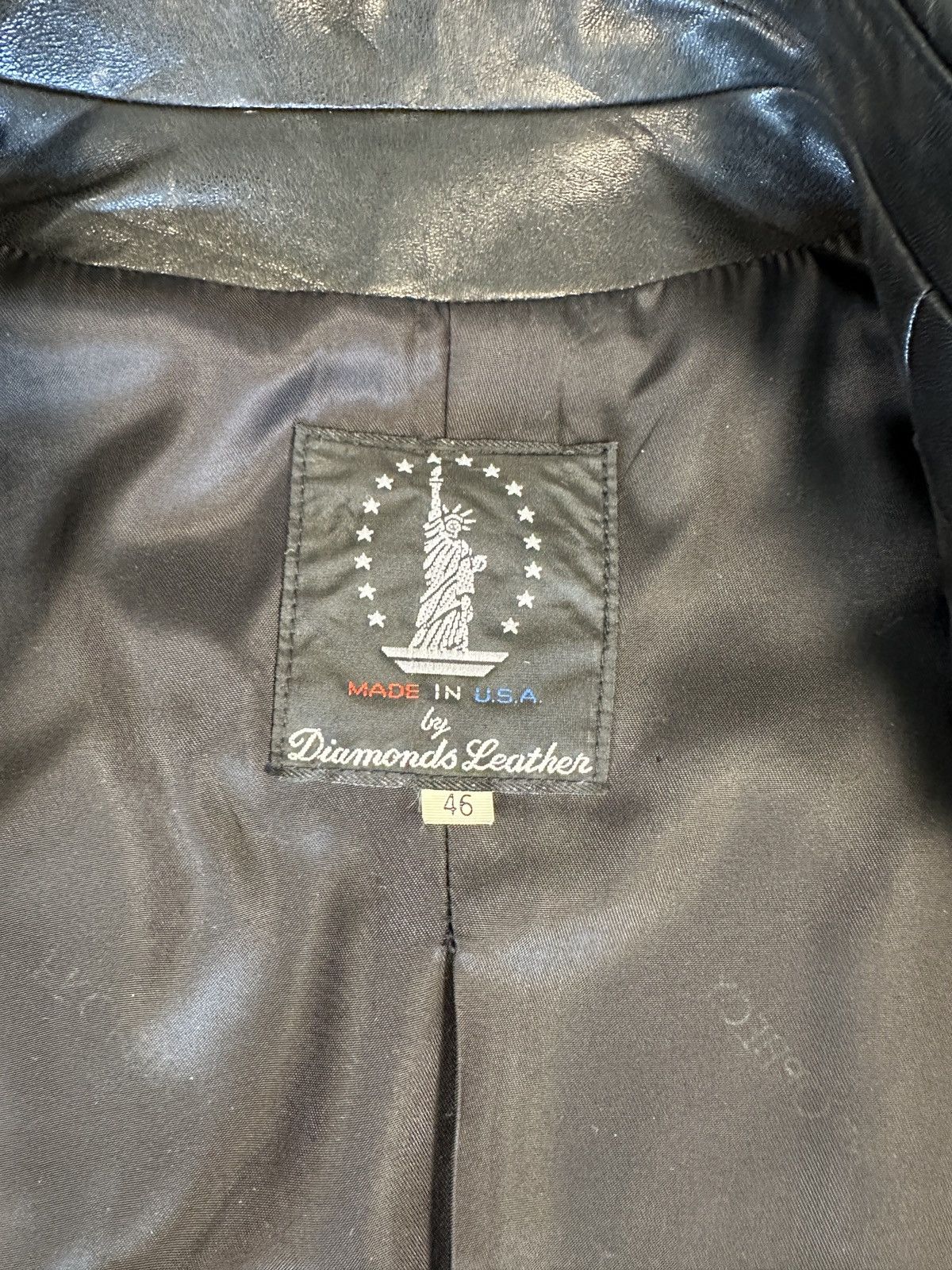 Vintage Vintage Diamonds Black Leather Jacket Blazer Sports Coat 46 Size 46R - 5 Thumbnail