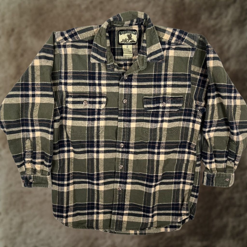 Vintage Field & Stream Shirt Mens Medium Green Plaid Flannel Lined Long Sleeve Button Up Size US M / EU 48-50 / 2 - 1 Thumbnail