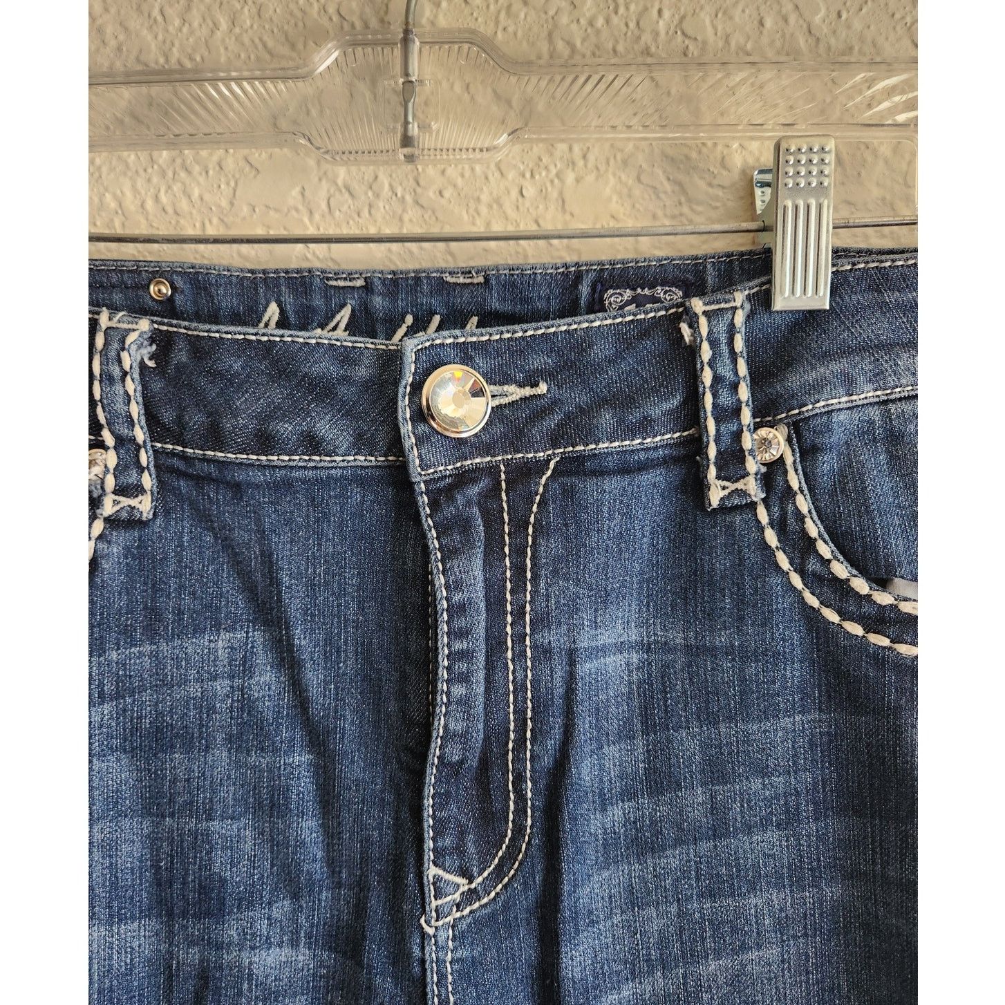 Other L.A Idol Women's Blinged Out Boot Cut Denim Jeans 15 W37 L34 Size 37" - 3 Thumbnail