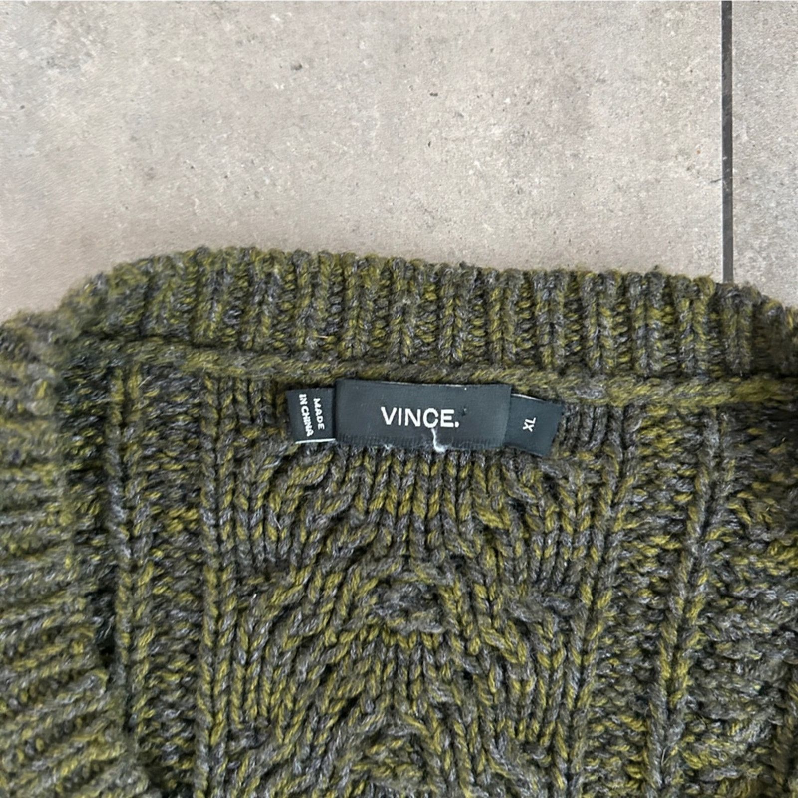 Vince VINCE green yellow knit crew neck sweater wool cashmere XL Size US XL / EU 56 / 4 - 3 Thumbnail