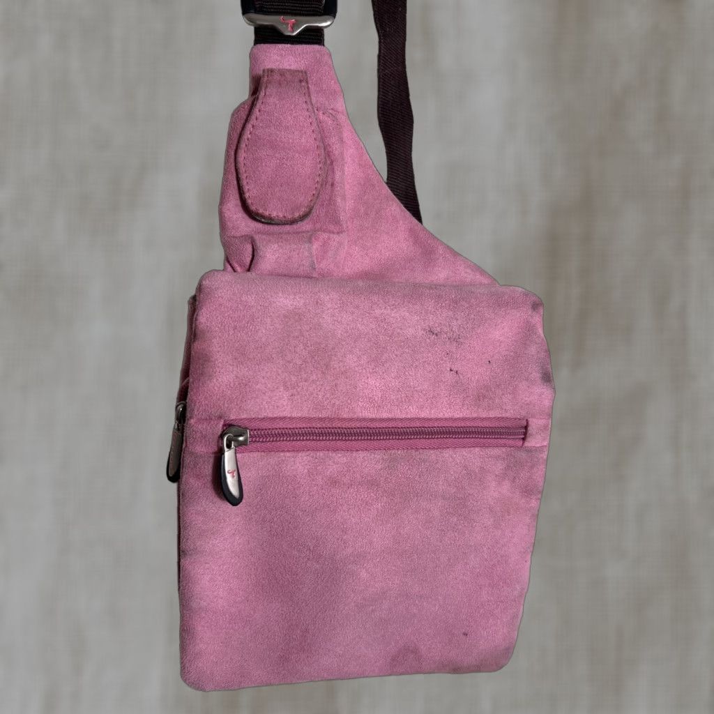 Vintage Travelon Pink Suede Crossbody Purse Bag Organizer Travel Hands Up Womens Small Size ONE SIZE - 1 Thumbnail