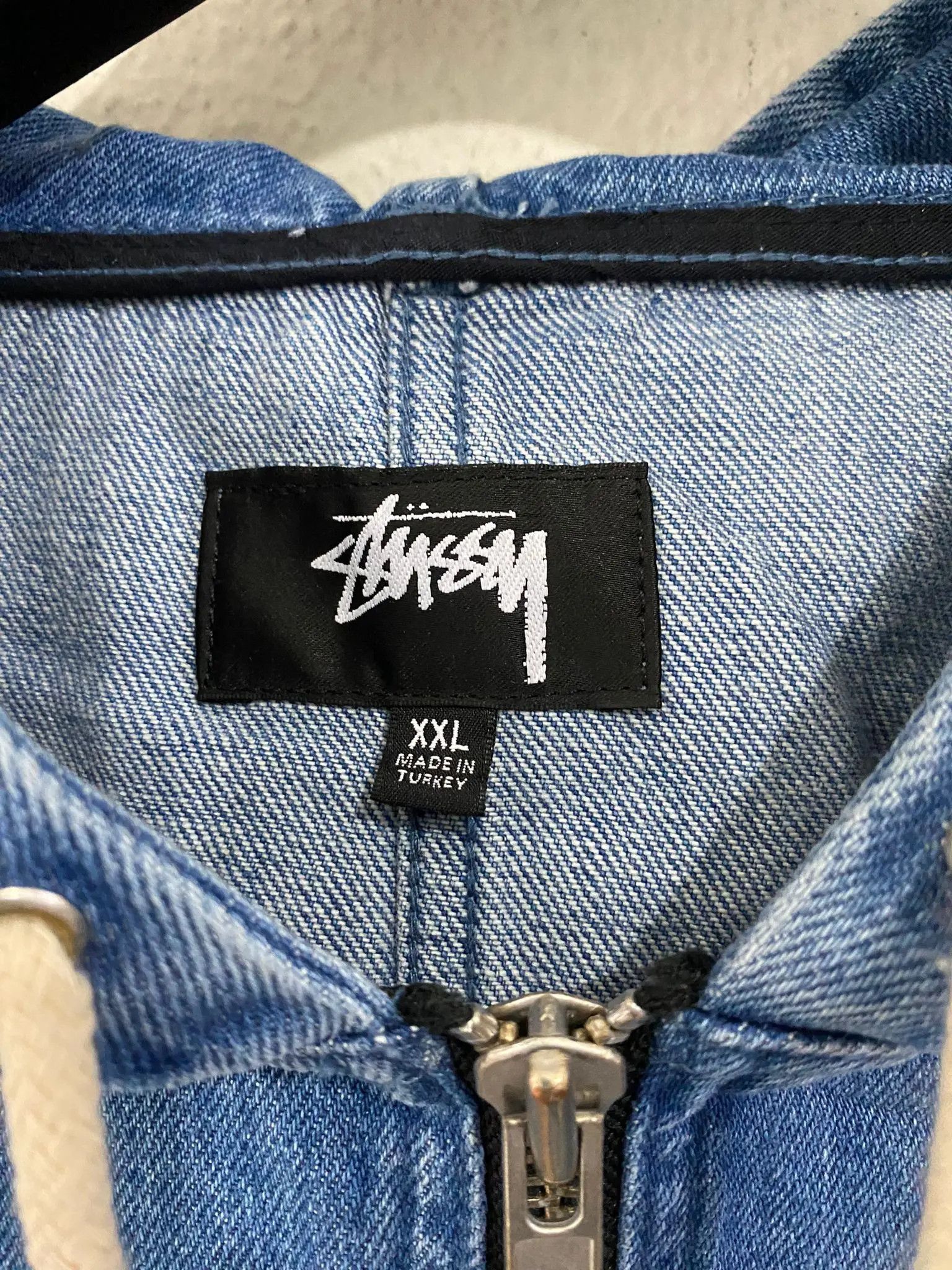 Stussy Denim Hooded Zip Work Jacket Size US XXL / EU 58 / 5 - 7 Thumbnail