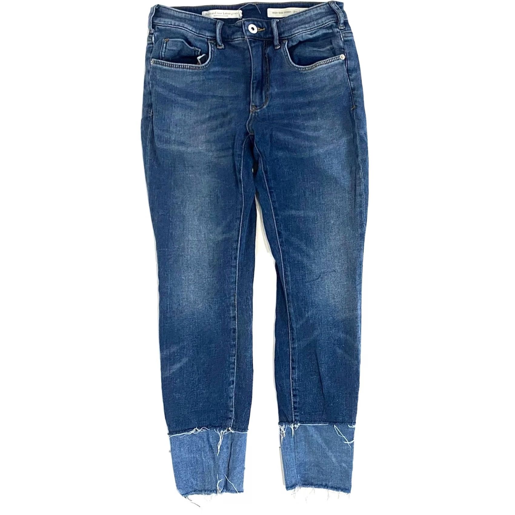 Vintage Pilcro And The Letterpress Jeans High Rise Skinny Frayed Hem 2-Tone Denim 28 Woman Blue Jeans 28 Womens Skinny Denim 90s style? Size 28" / US 6 / IT 42 - 2 Thumbnail