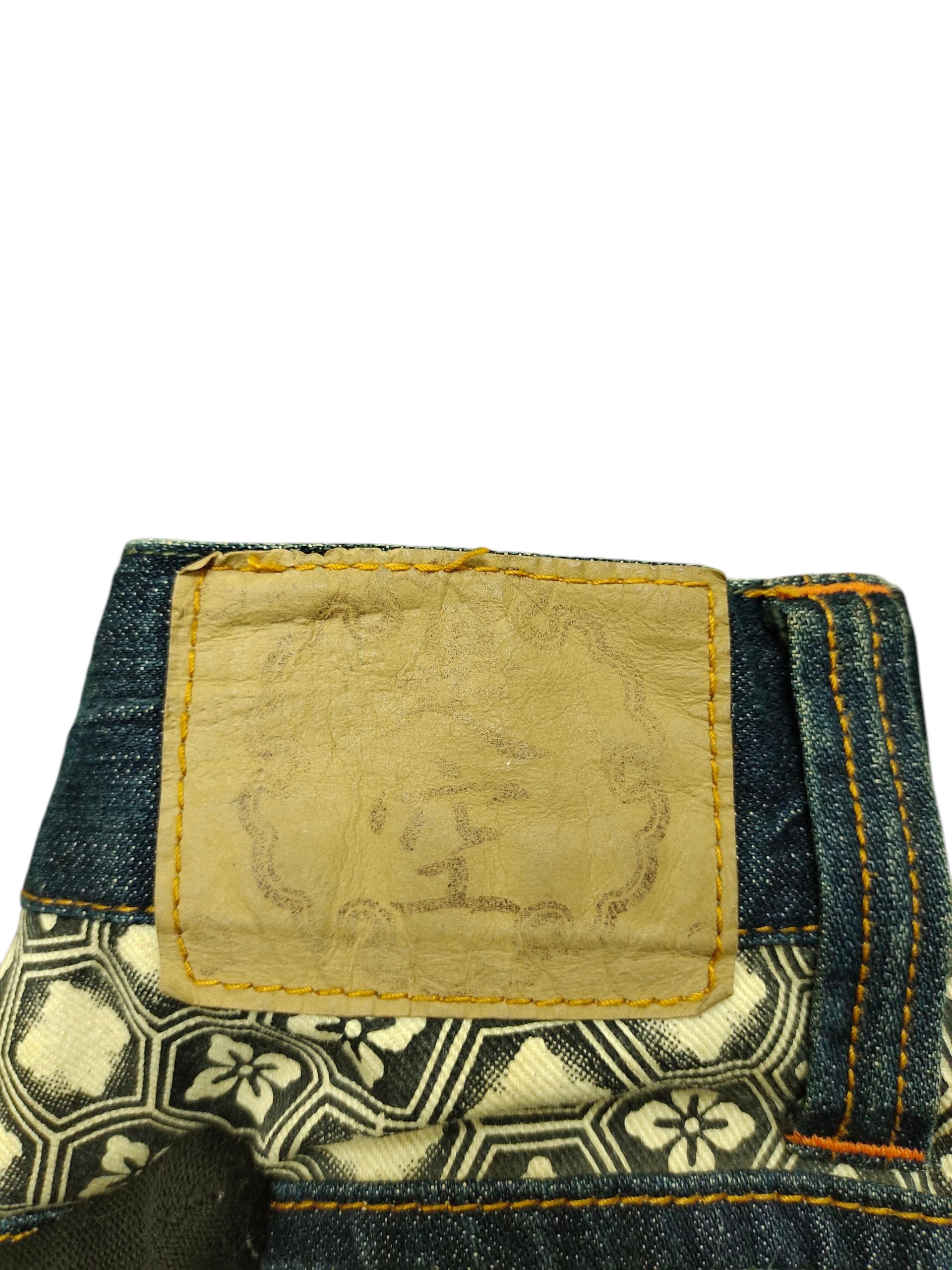 Karakuri Tamashii Vintage Seku Sukajan Koi Embroidered Denim Jeans Karakuri Size US 35 - 10 Thumbnail