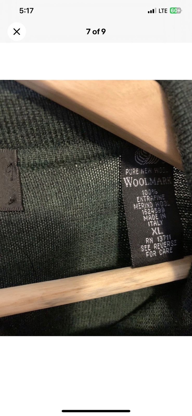 Brandini Brandini mens sz XL merino wool sweater green Size US XL / EU 56 / 4 - 6 Thumbnail