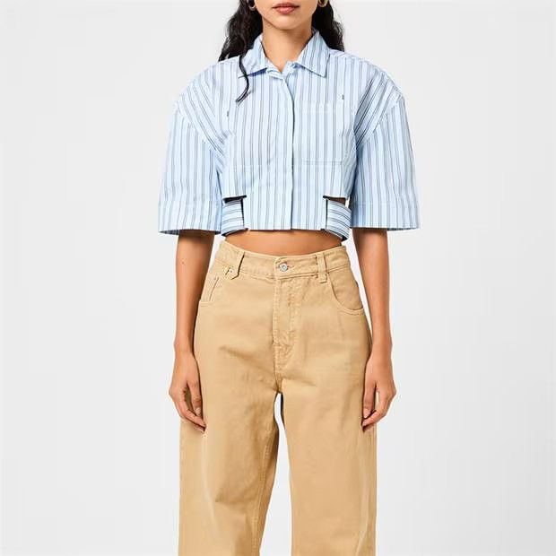 Jacquemus o1g2r1mq1024 Stripe Shirt in Blue Stripe Size M / US 6-8 / IT 42-44 - 3 Thumbnail