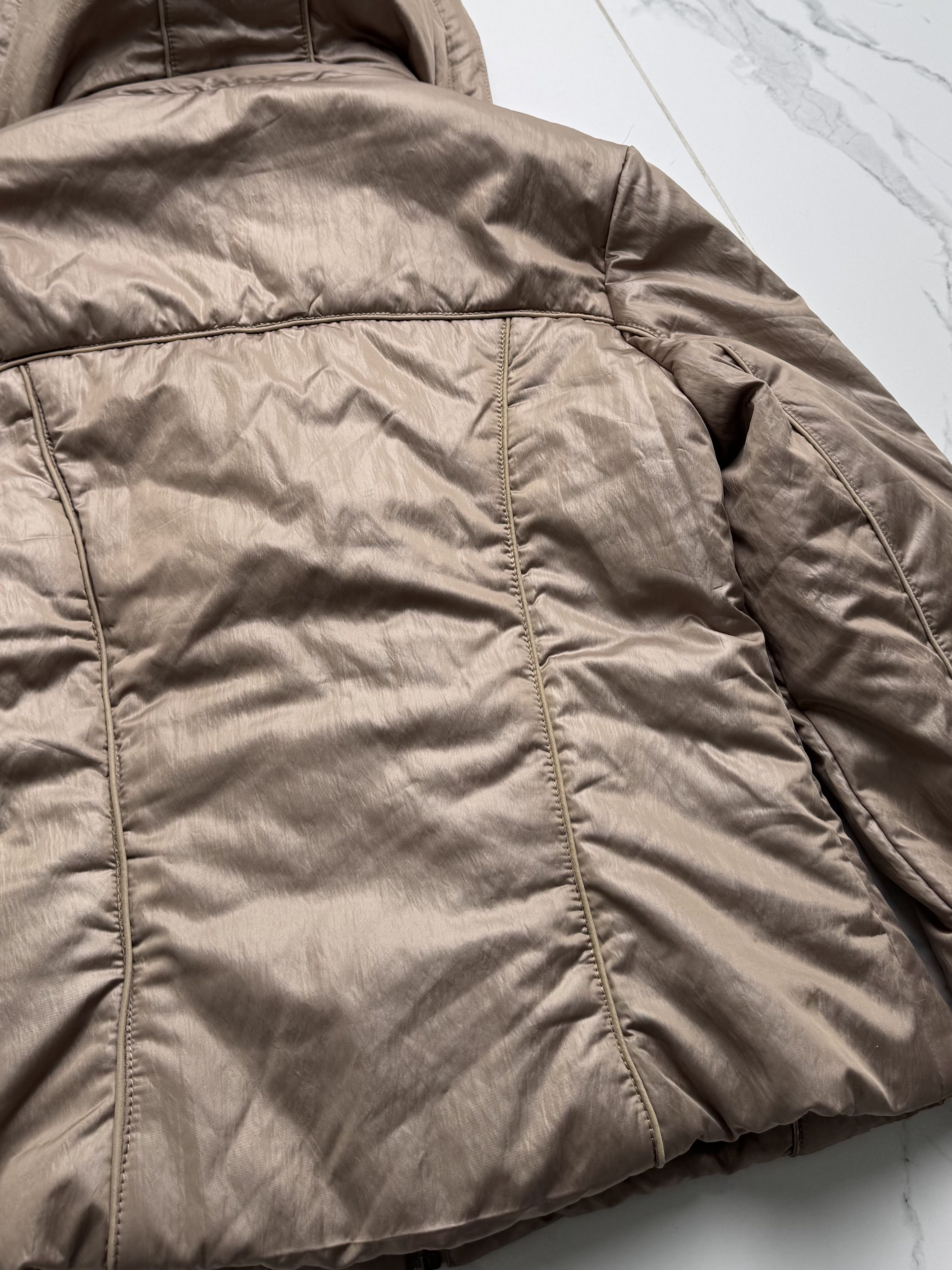Vintage Taupe Hooded Jacket Women L Zip Up Y2K Utility Biker Coat Size L / US 10 / IT 46 - 12 Thumbnail