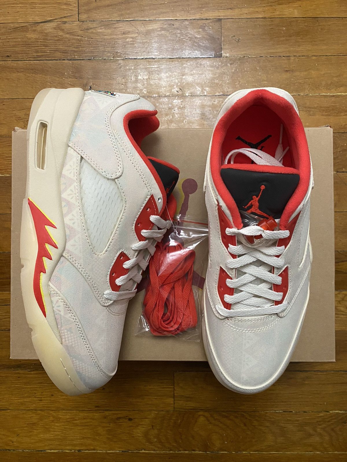 Size Air Jordan Retro Low Sail CNY Red Black Men's