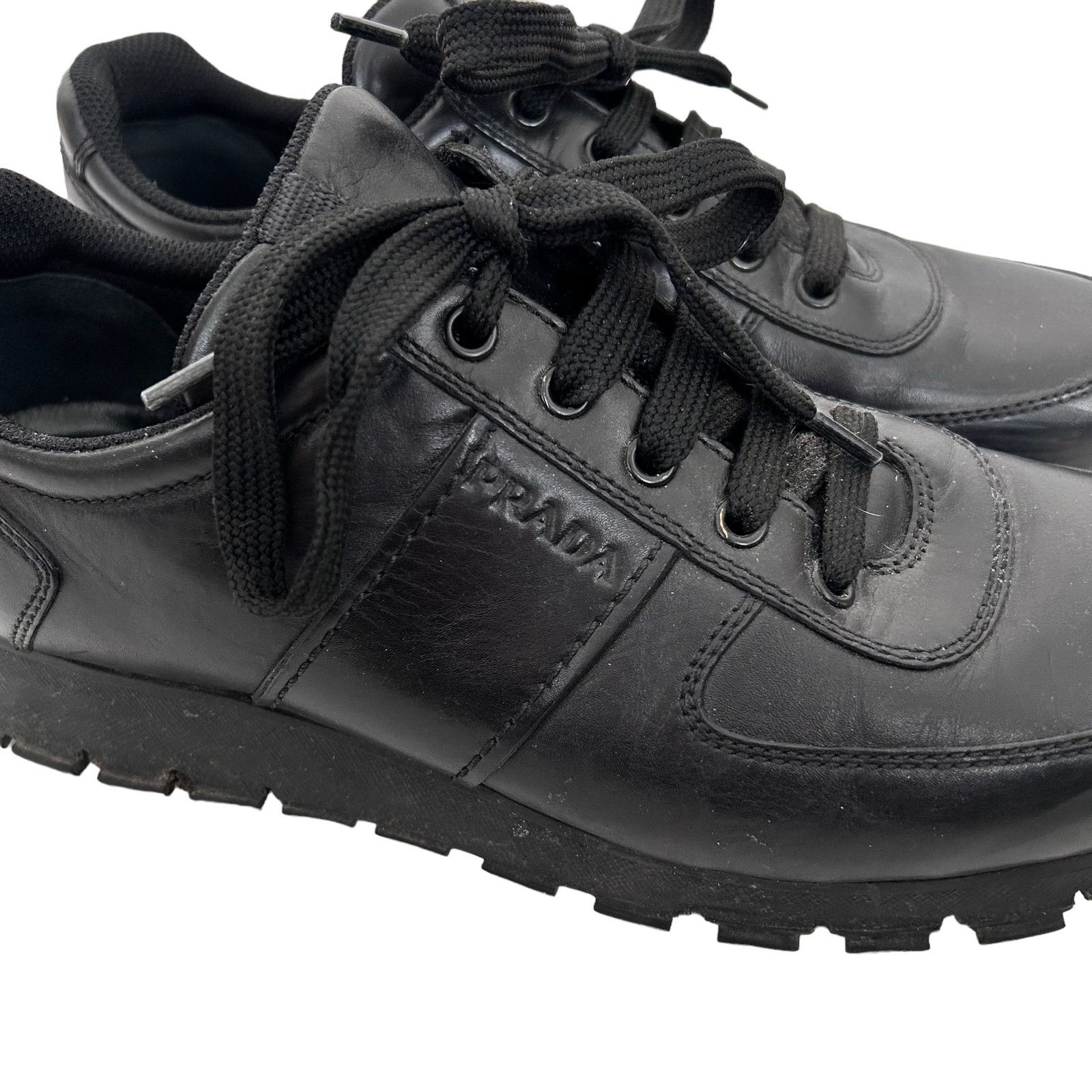 Prada Prada Black Leather Sneakers Sz 41 Size US 11 / IT 41 - 2 Thumbnail
