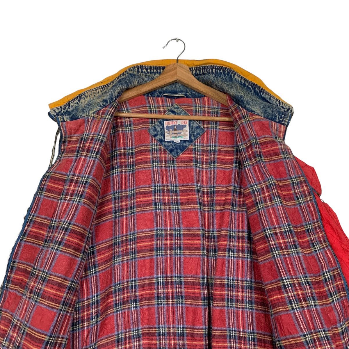 Vintage CURRENT SEEN Tartan Lined Stone Wash Denim Jacket #2175-C96 Size US XXL / EU 58 / 5 - 10 Thumbnail