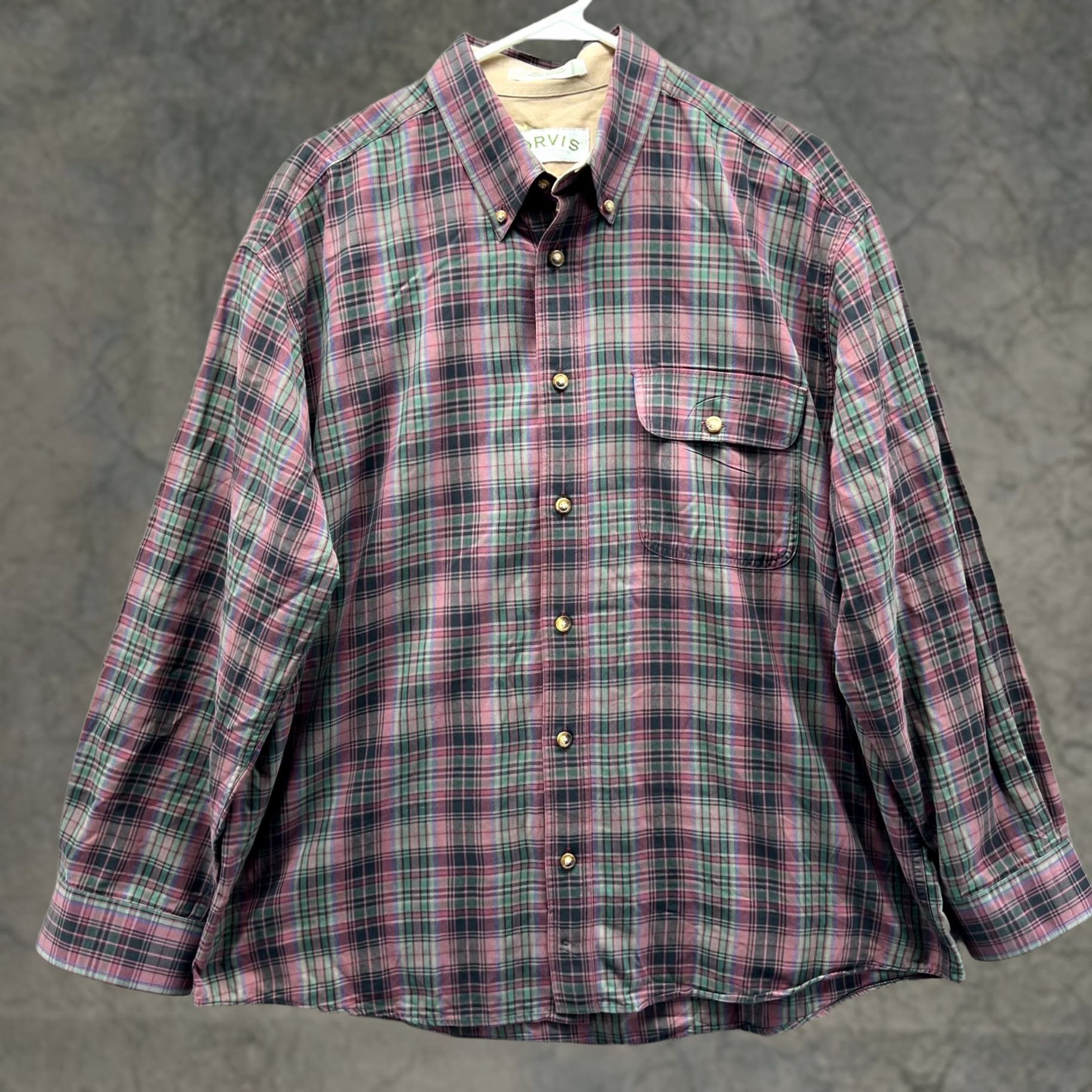 Orvis VINTAGE Orvis Shirt Mens Large Red Green Button Down Tattersall Plaid Flannel Cotton Size US L / EU 52-54 / 3 - 1 Thumbnail