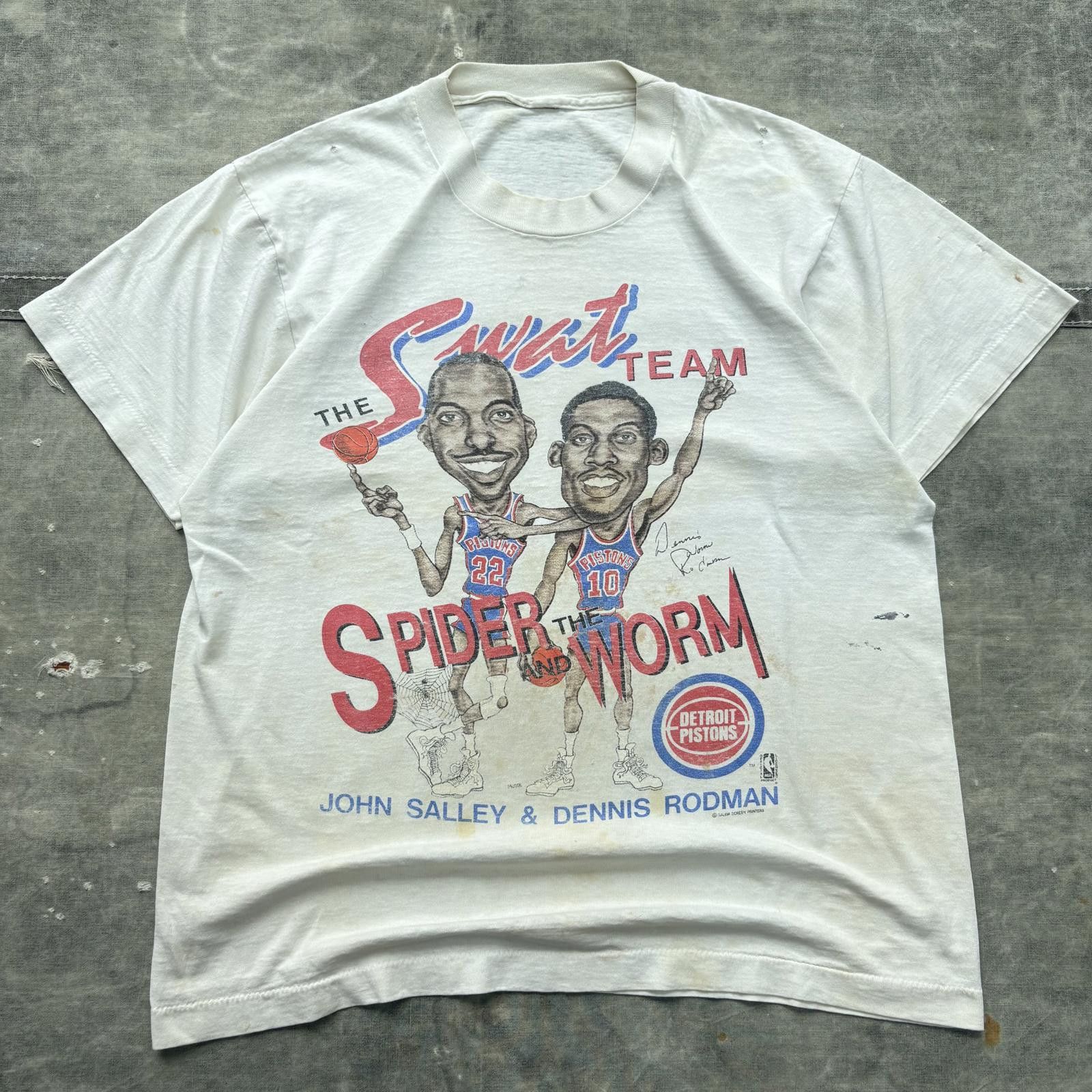 Salem Sportswear Vintage 80s Dennis Rodman John Salley Detroit Pistons Shirt Size US M / EU 48-50 / 2 - 1 Thumbnail