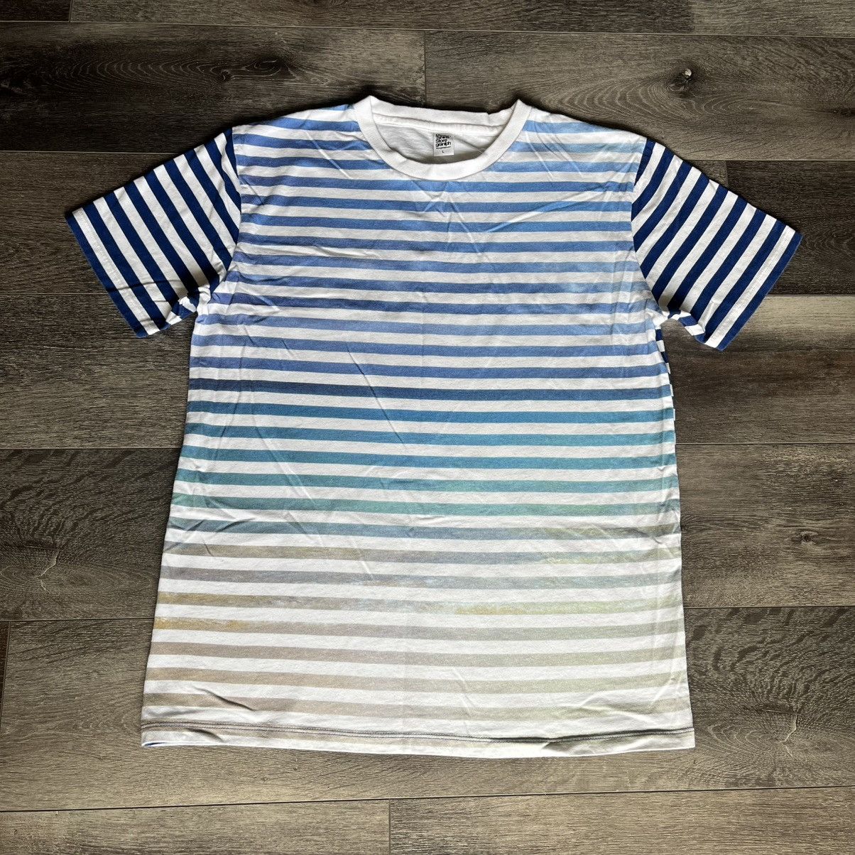 Japanese Brand Vintage 2000s Graniph Indigo Iridescent Striped T Shirt Y2K Size US L / EU 52-54 / 3 - 1 Thumbnail