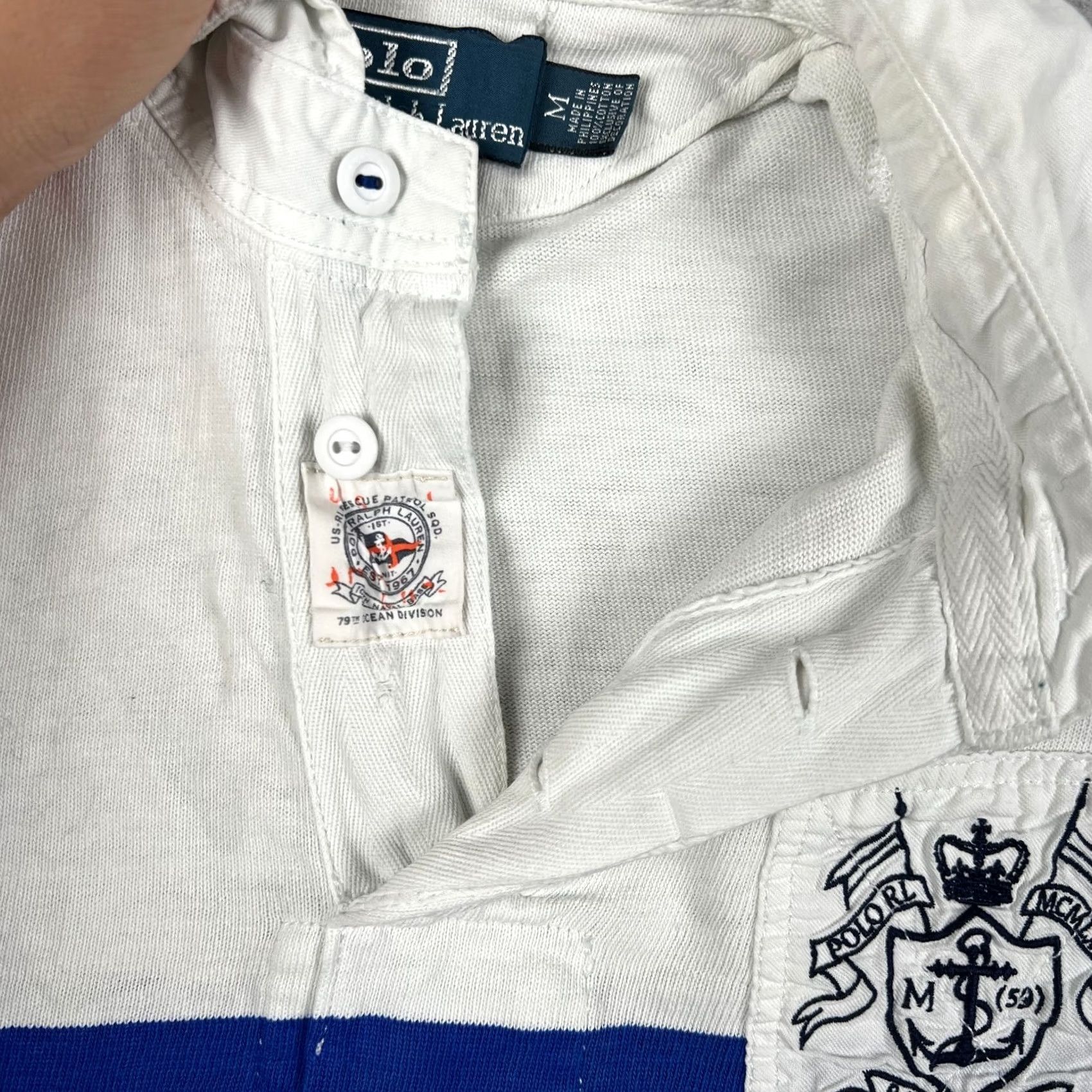 Polo Ralph Lauren Polo Ralph Lauren Shirt Mens M Rugby Ocean Patrol Striped PRLC Crest Size US M / EU 48-50 / 2 - 4 Thumbnail