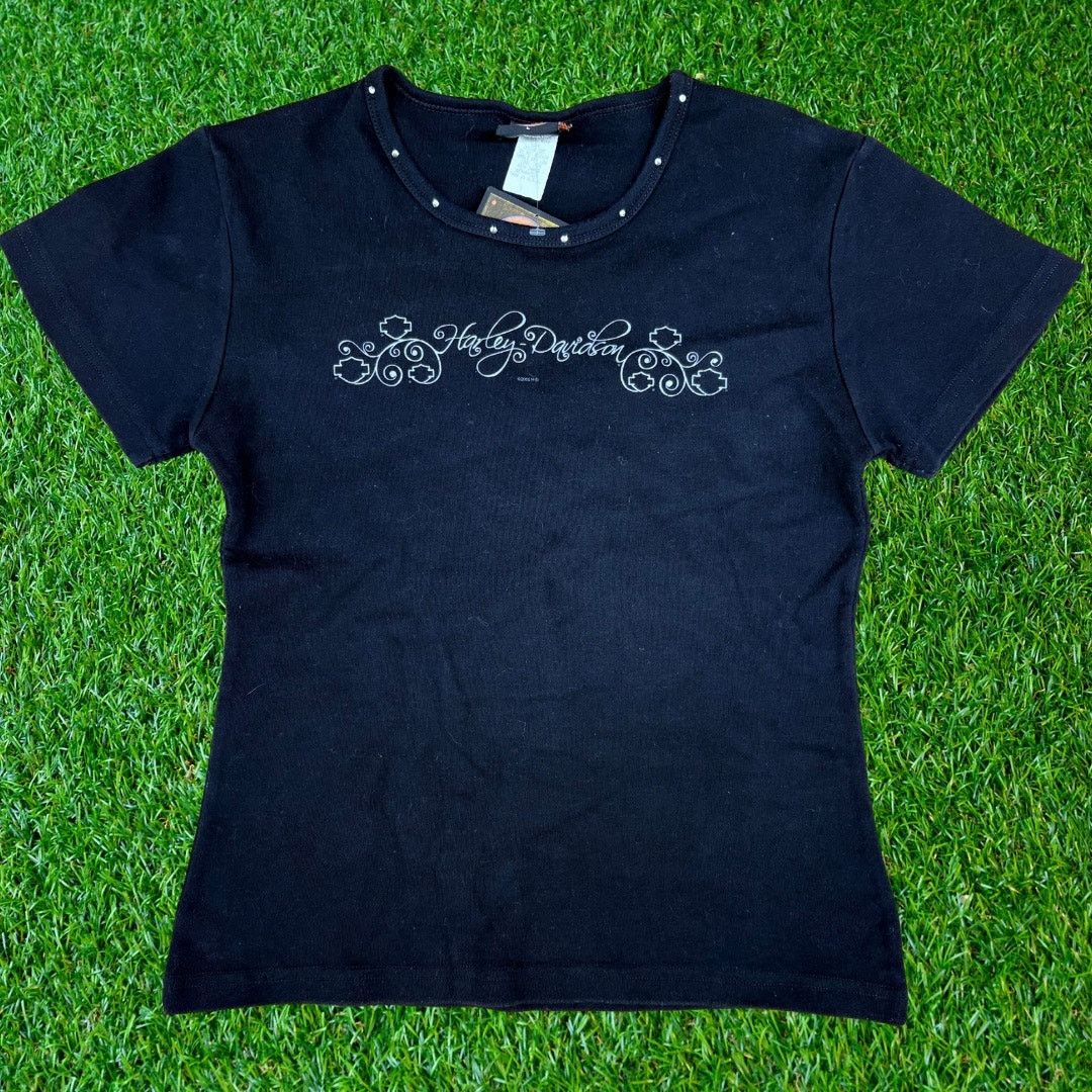 Harley Davidson Y2K Bedazzled Harley Davidson Baby Tee Size L / US 10 / IT 46 - 1 Thumbnail