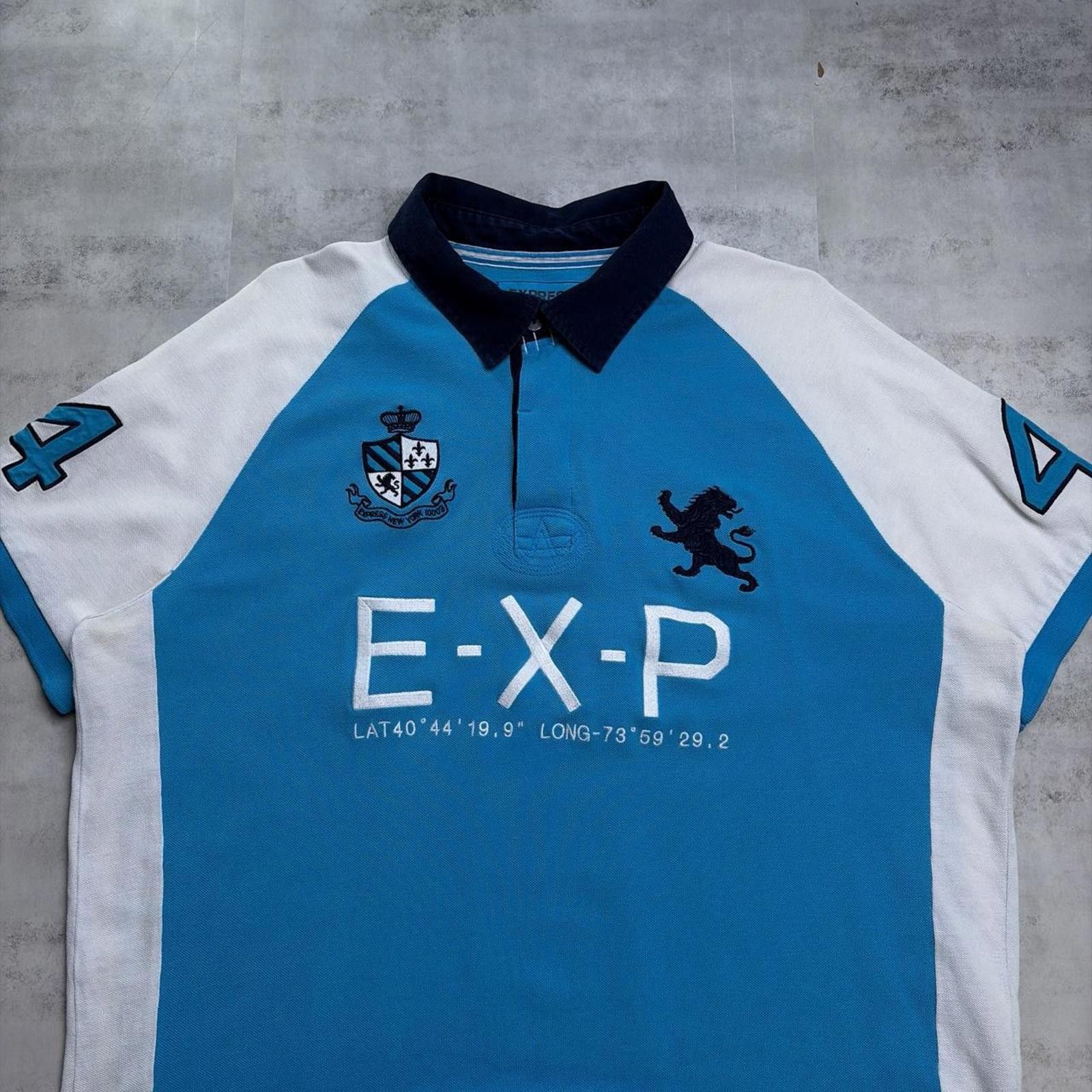 Express Y2K Light Blue Express Grunge Chief Keef Polo Shirt Size US XL / EU 56 / 4 - 3 Thumbnail