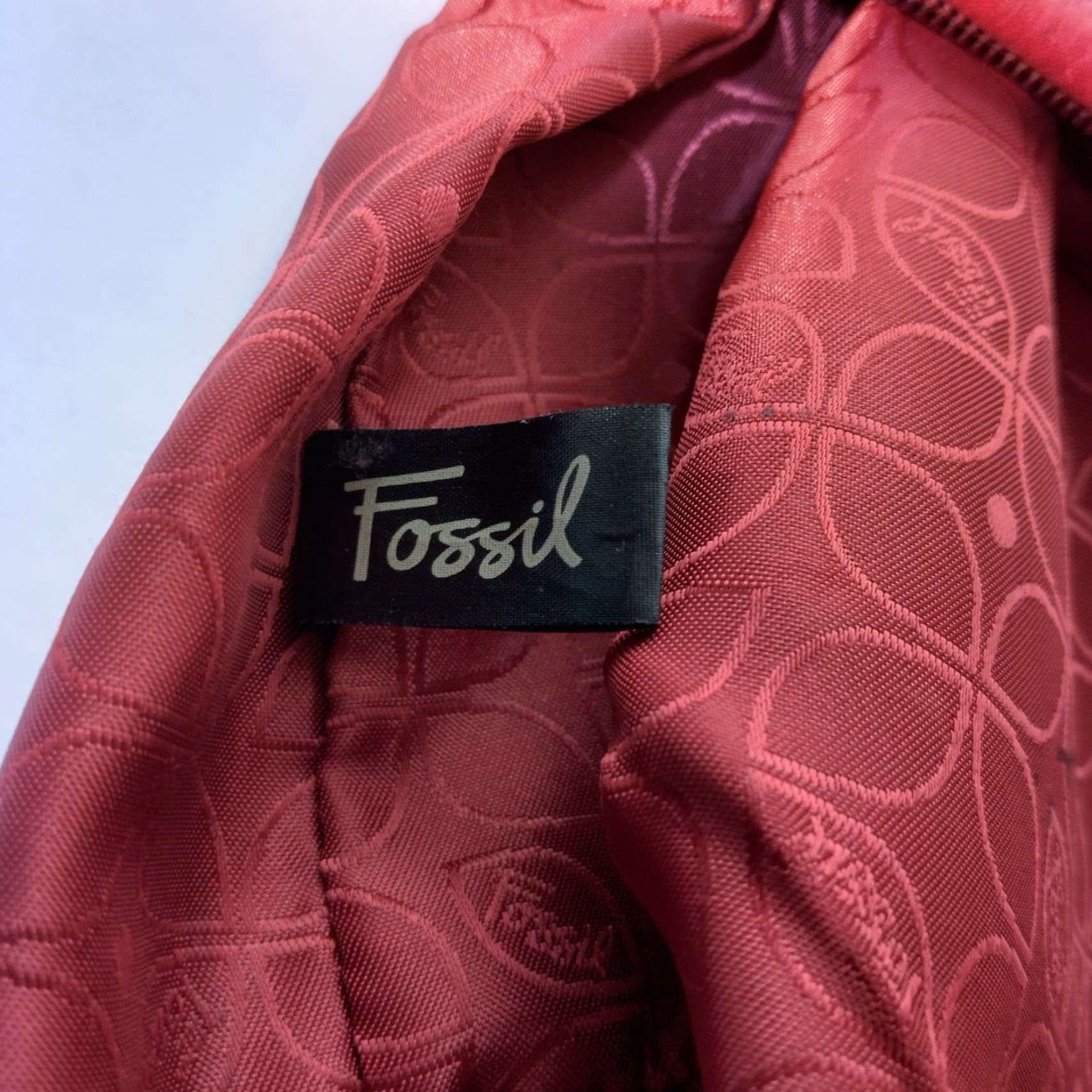 Fossil FOSSIL Women's Leather Shoulder Bag 2-Tone Red Hobo Purse Casual Travel Matte Silver Zipper Size ONE SIZE - 4 Thumbnail